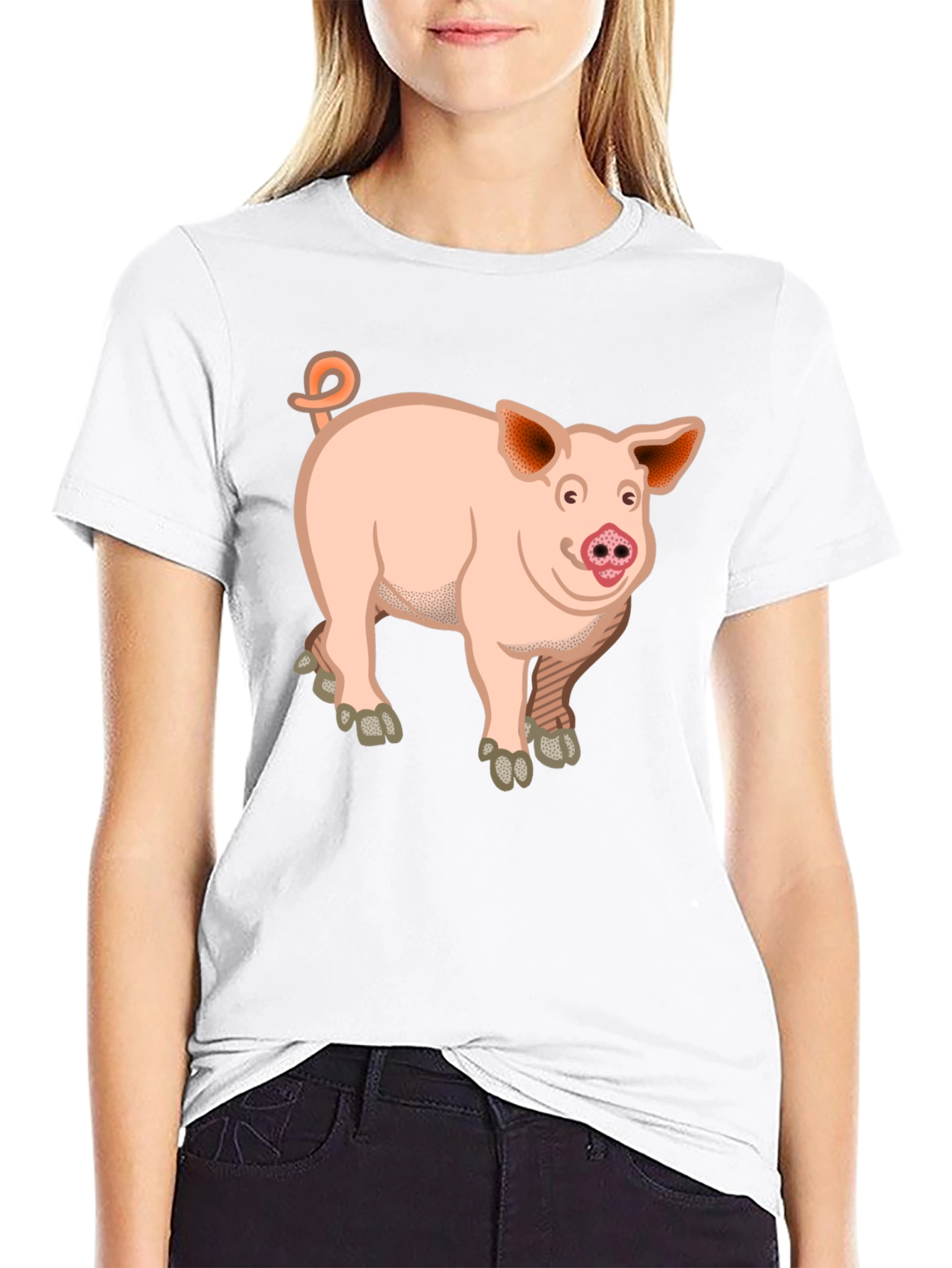 Pig Graphic T-Shirt - Unisex Black Cotton Tee