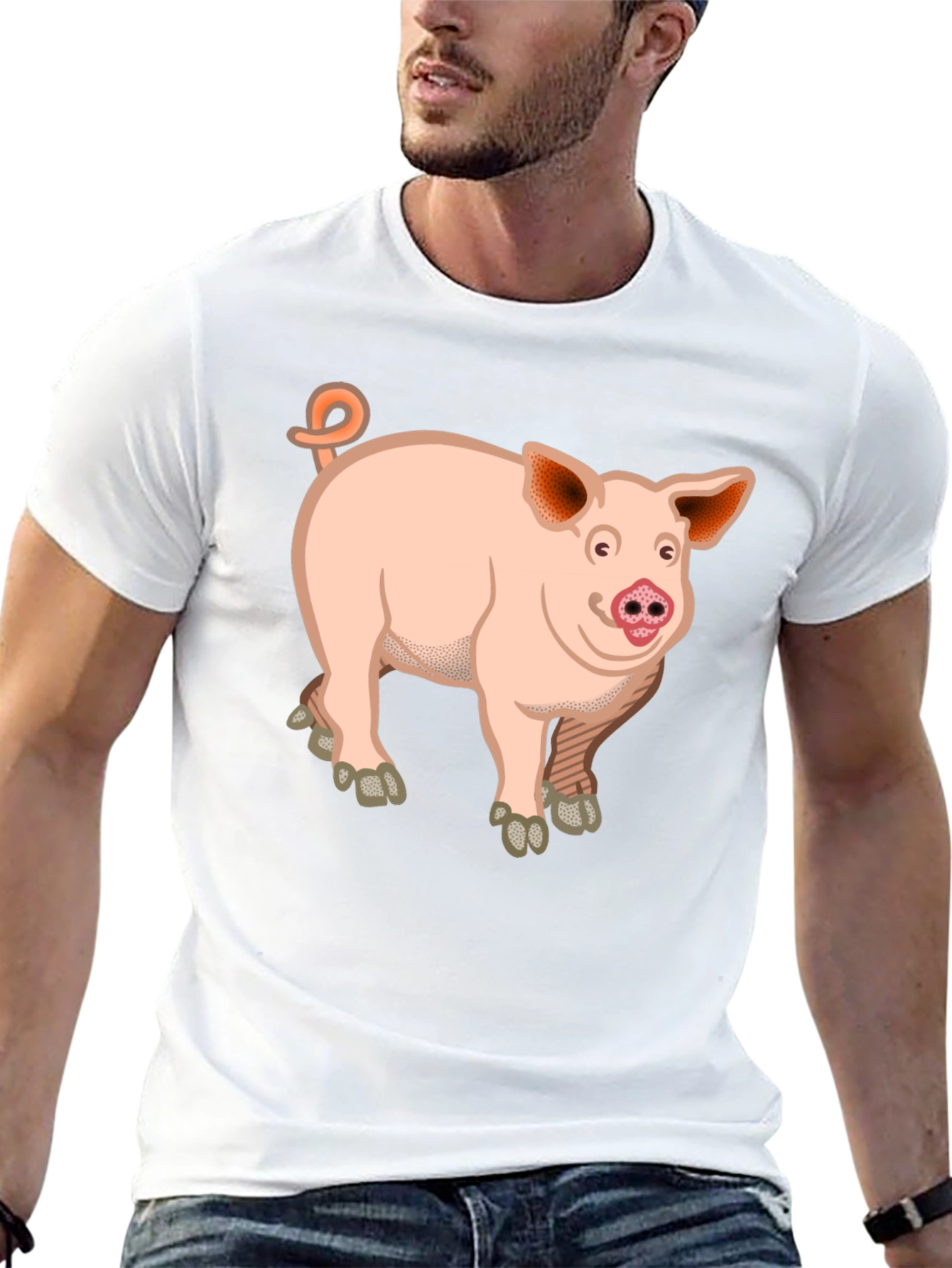 Pig Graphic T-Shirt - Unisex Black Cotton Tee