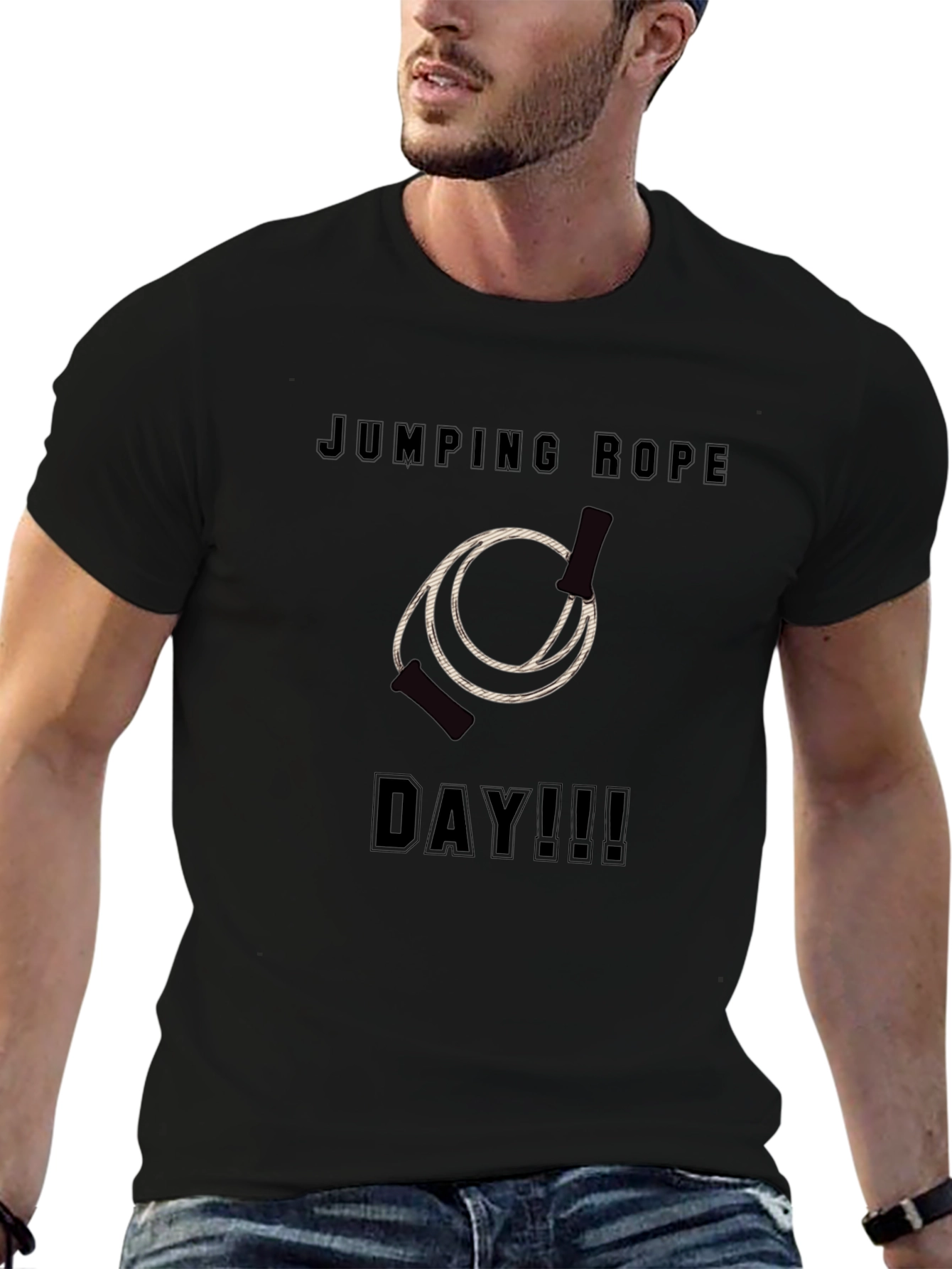 Jumping Rope Day T-Shirt - Black Graphic Tee