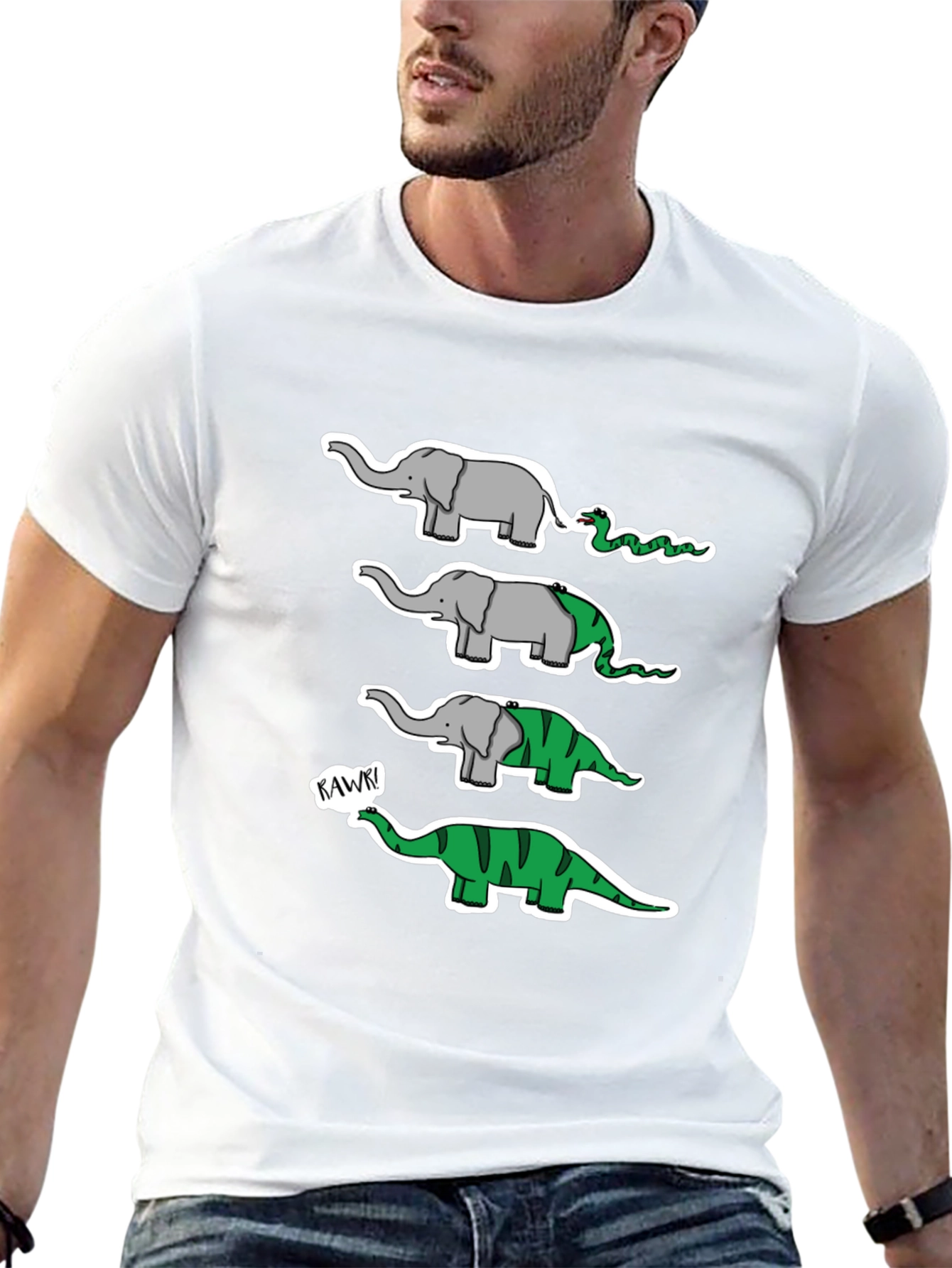 Evolution Elephant-Dino Black T-Shirt