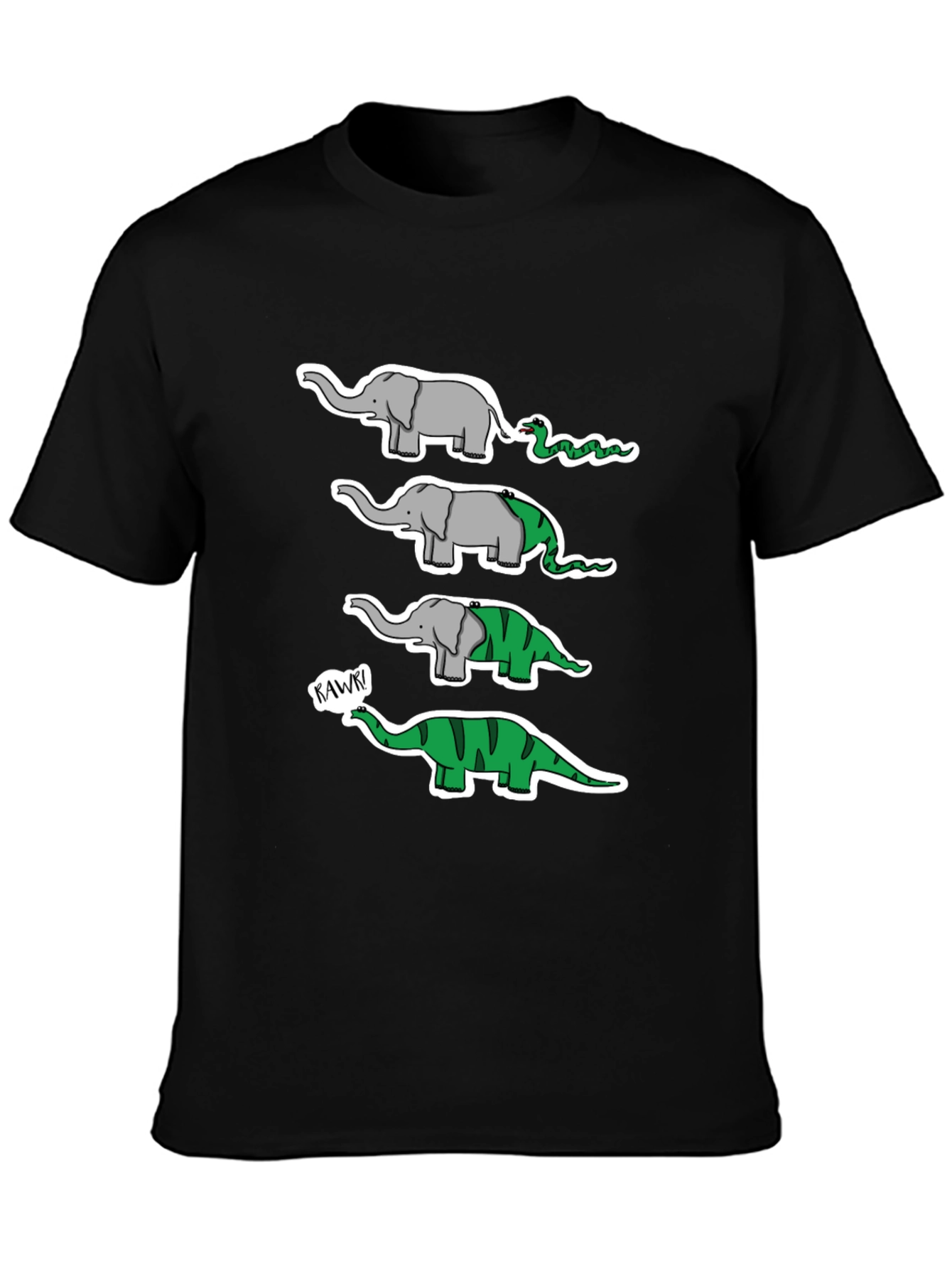 Evolution Elephant-Dino Black T-Shirt