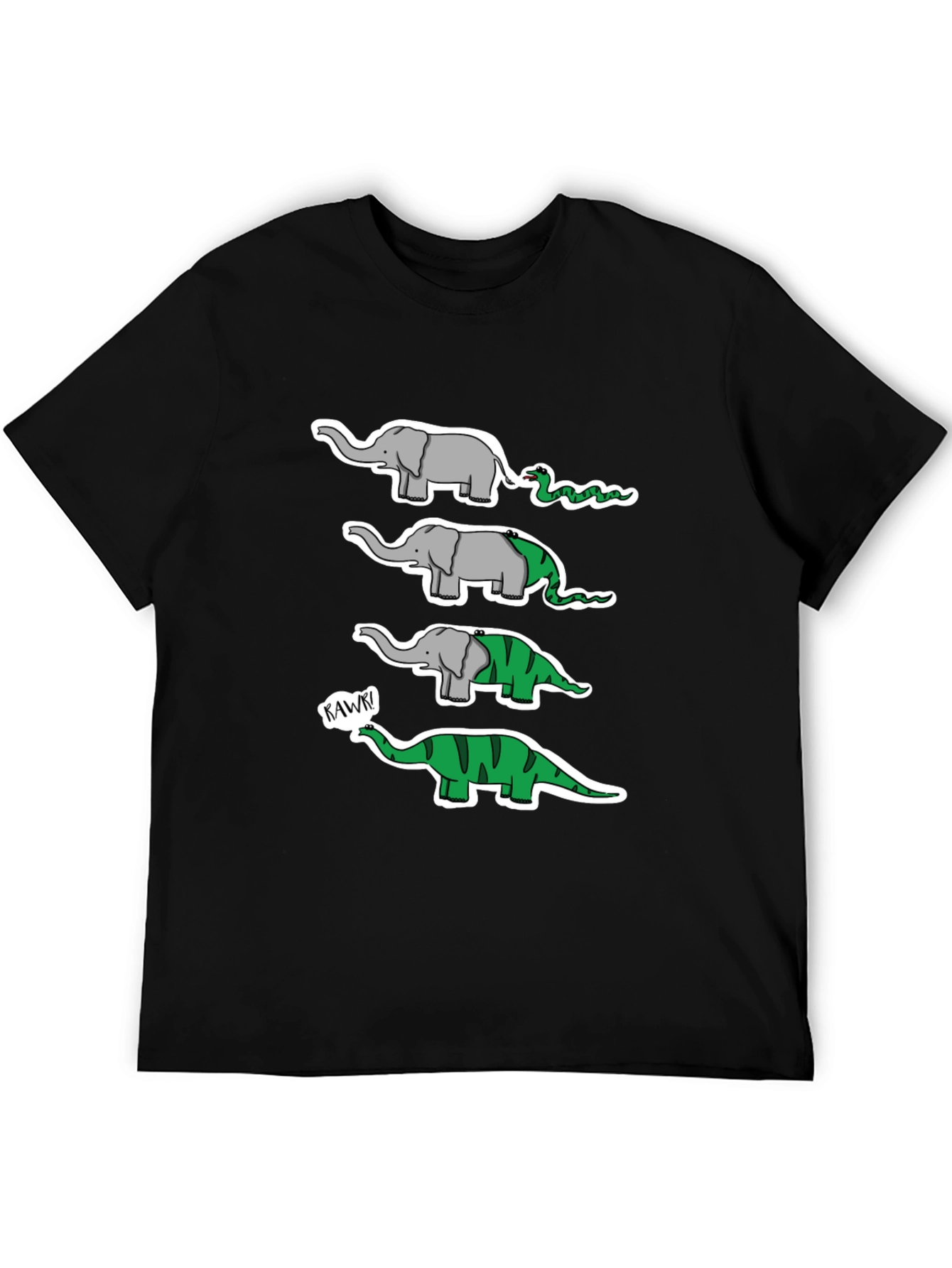 Evolution Elephant-Dino Black T-Shirt