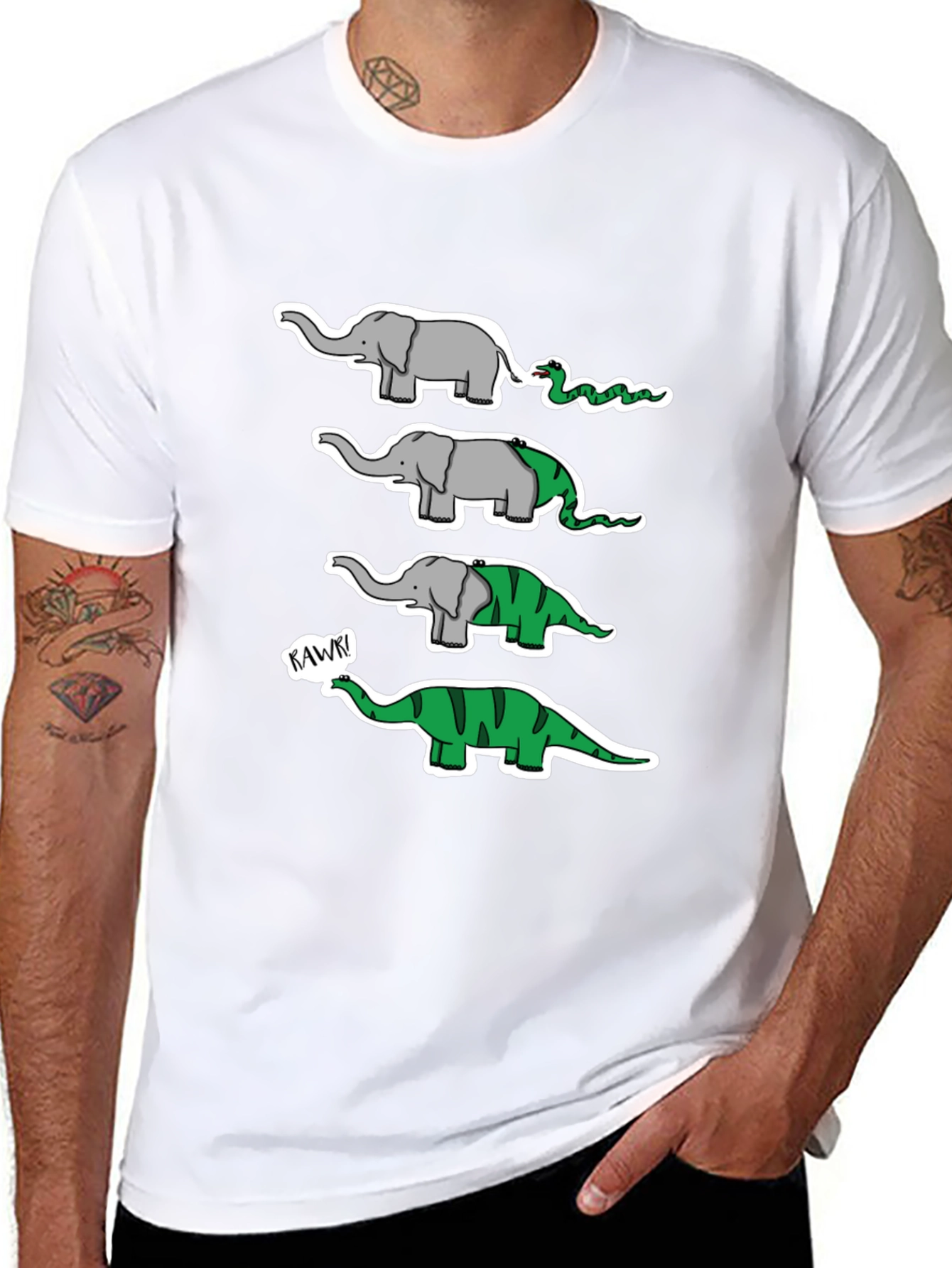 Evolution Elephant-Dino Black T-Shirt