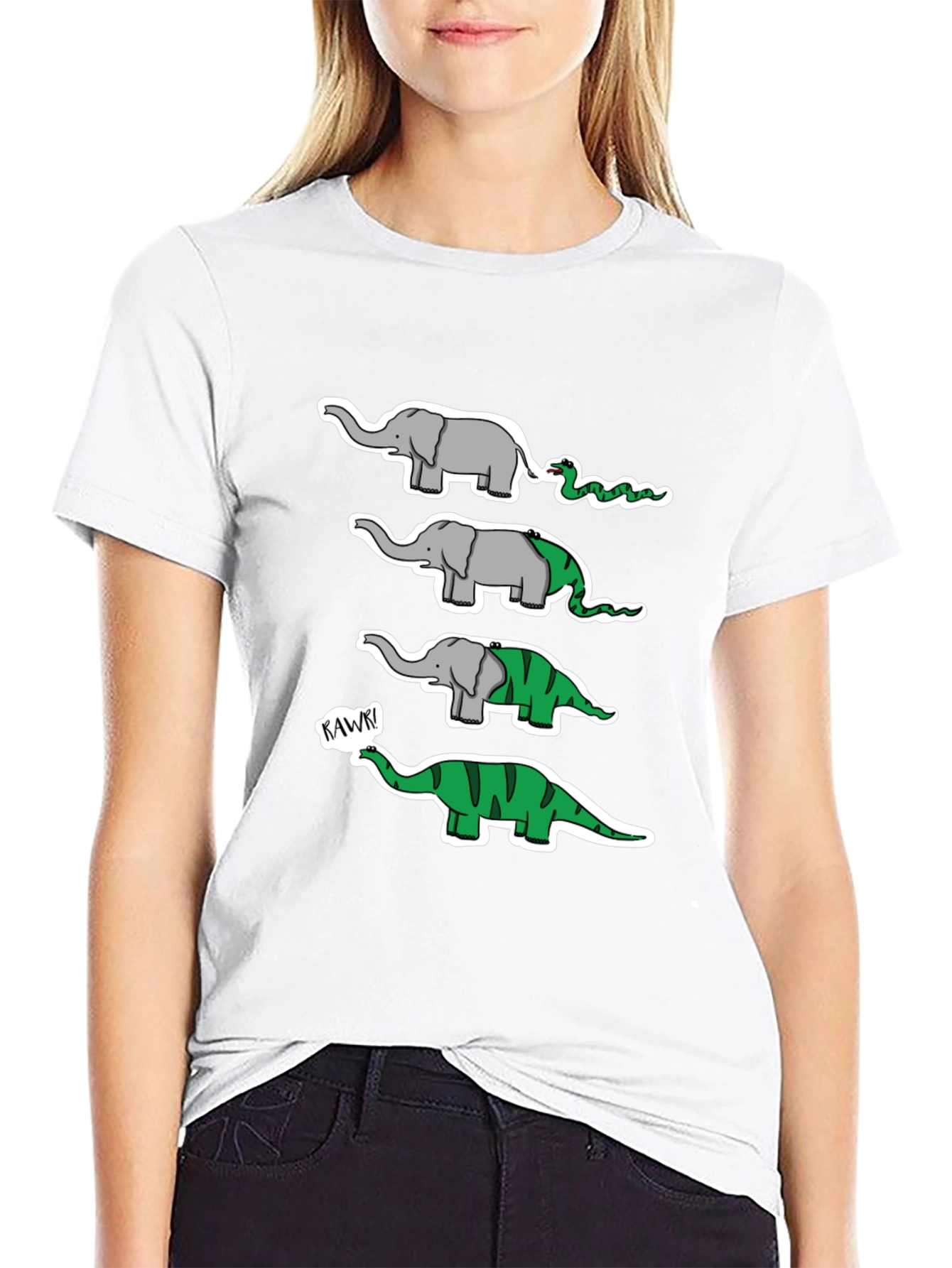 Evolution Elephant-Dino Black T-Shirt