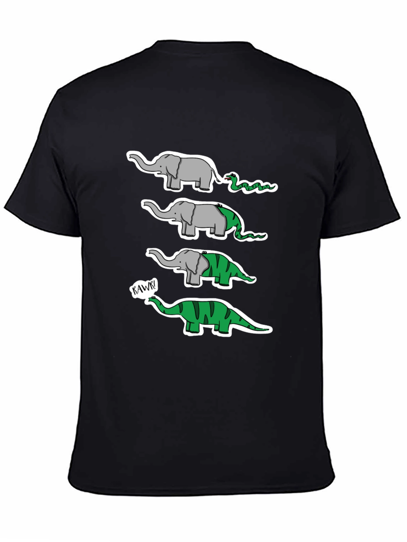 Evolution Elephant-Dino Black T-Shirt