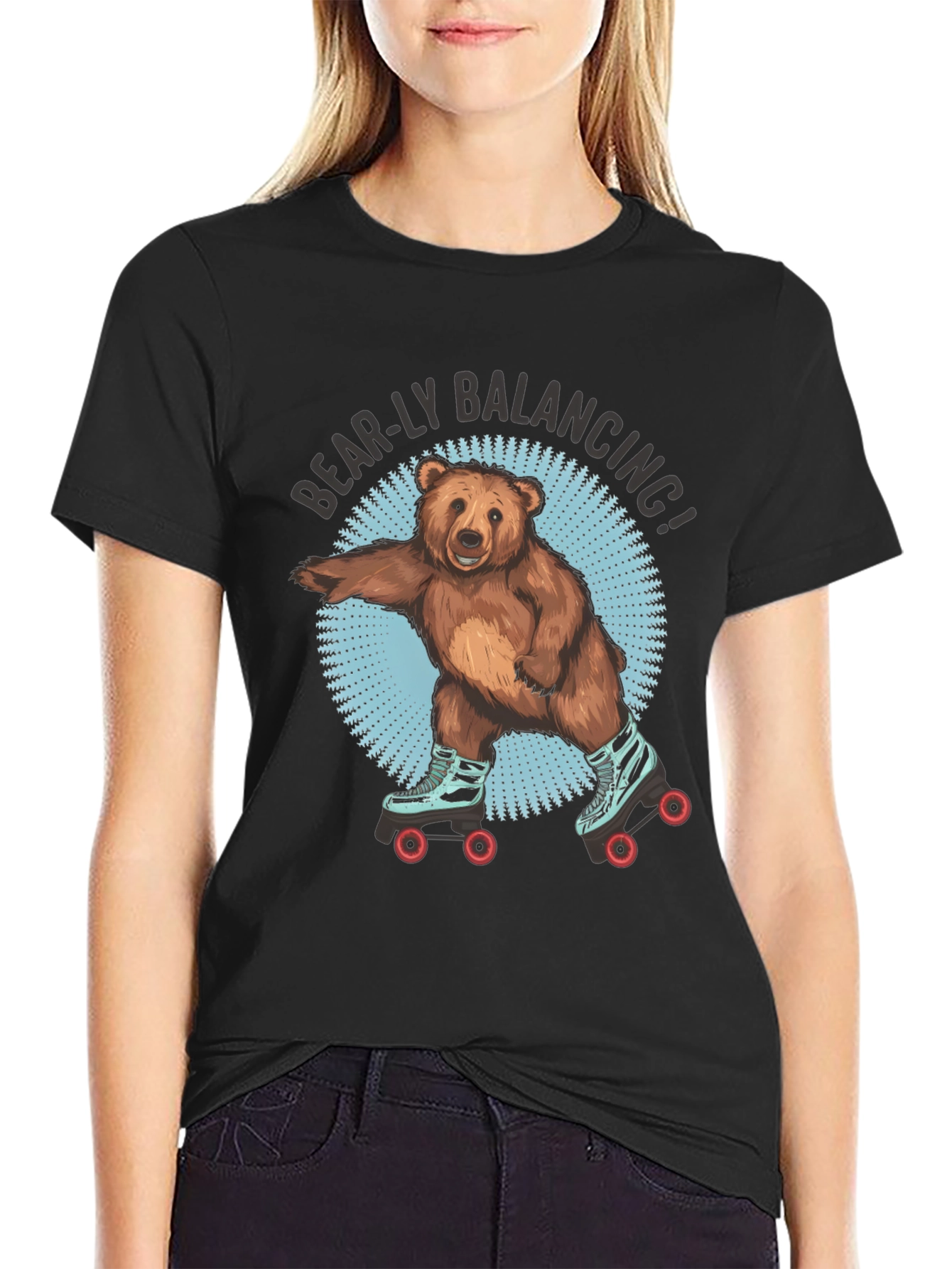 Bear-ly Balancing! Bear on Roller Skates T-Shirt