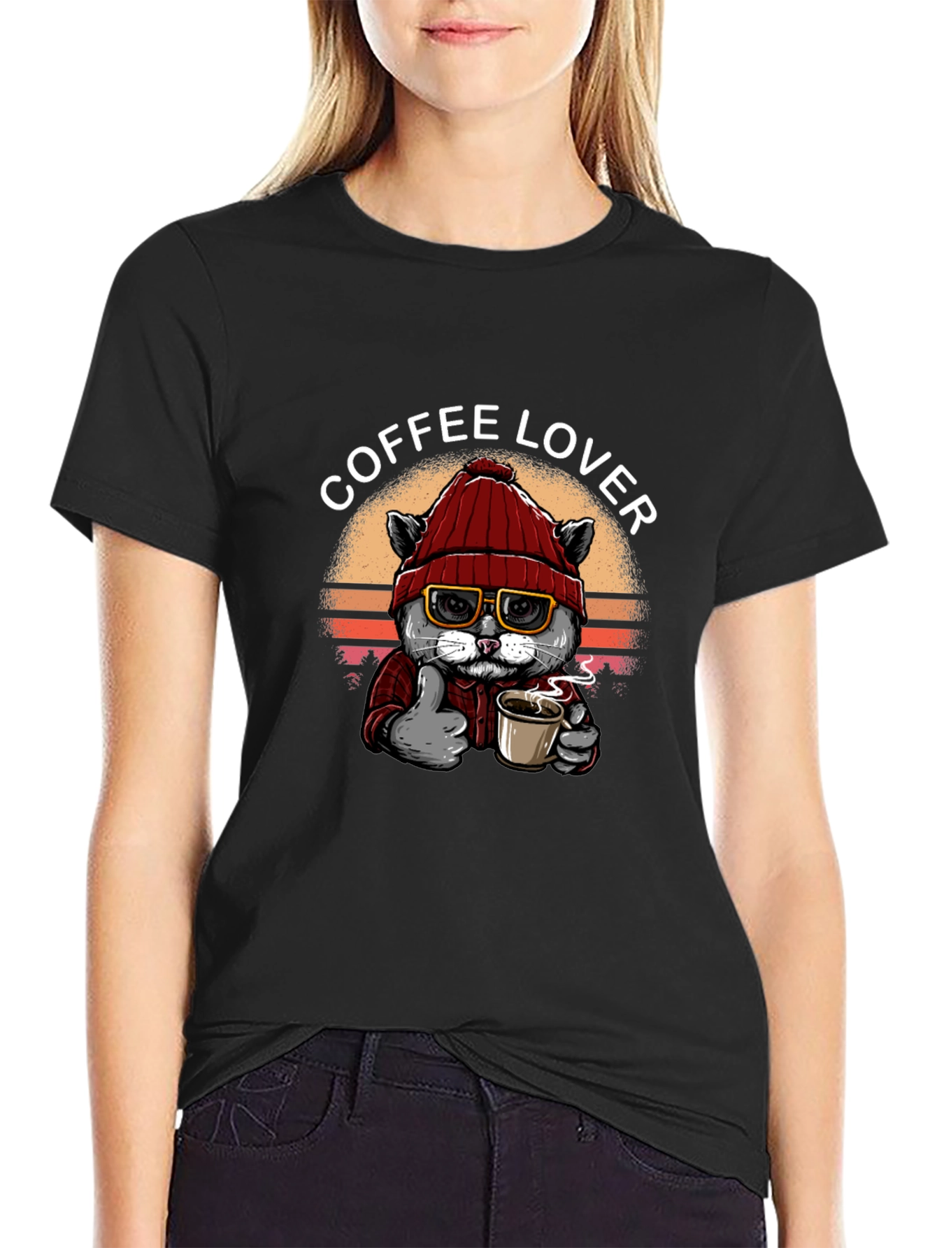 Coffee Lover Cat Graphic Tee