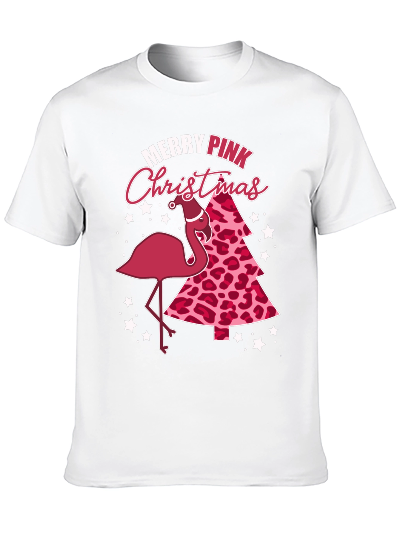 Merry Pink Christmas Flamingo Graphic Tee