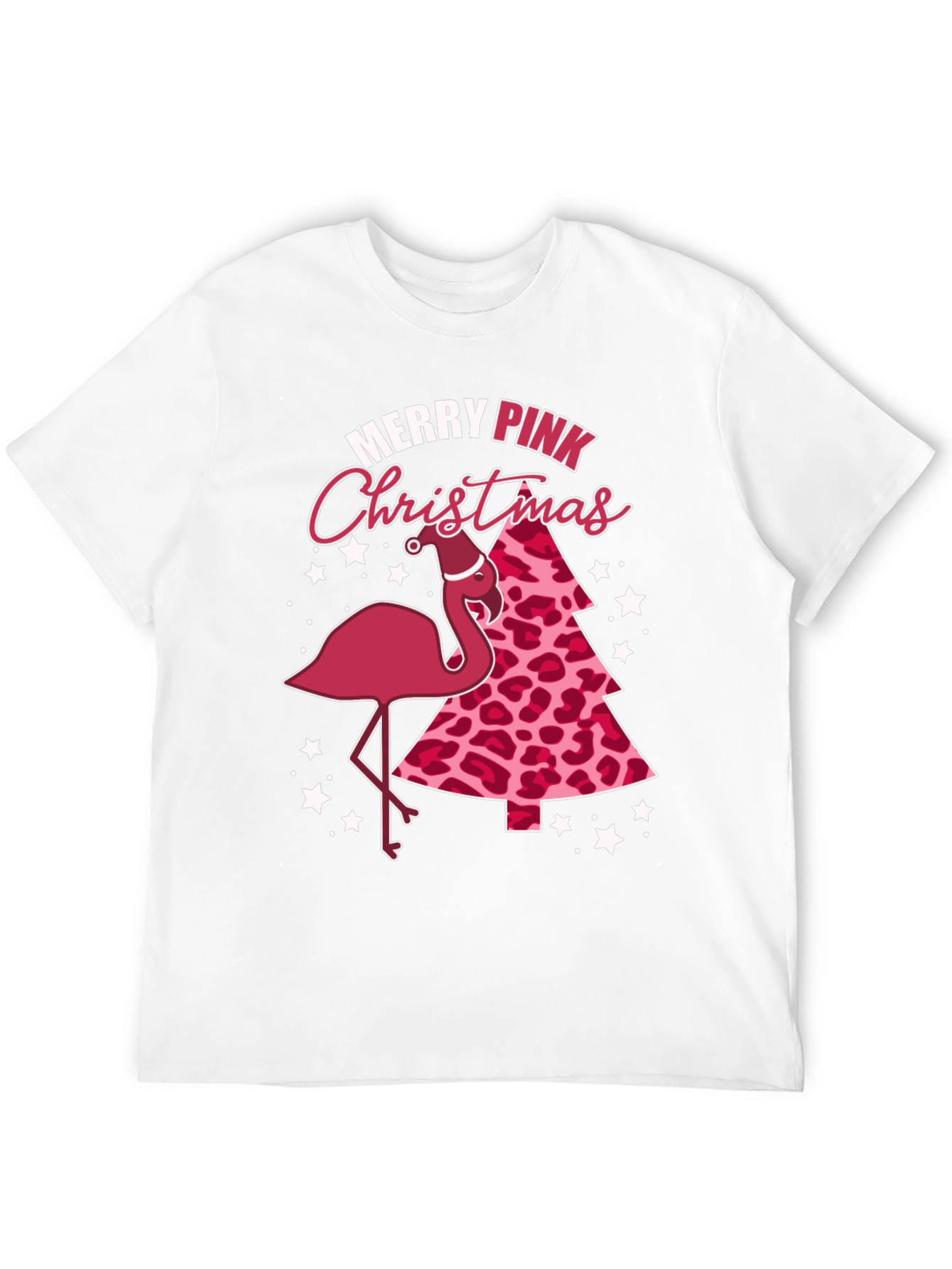 Merry Pink Christmas Flamingo Graphic Tee