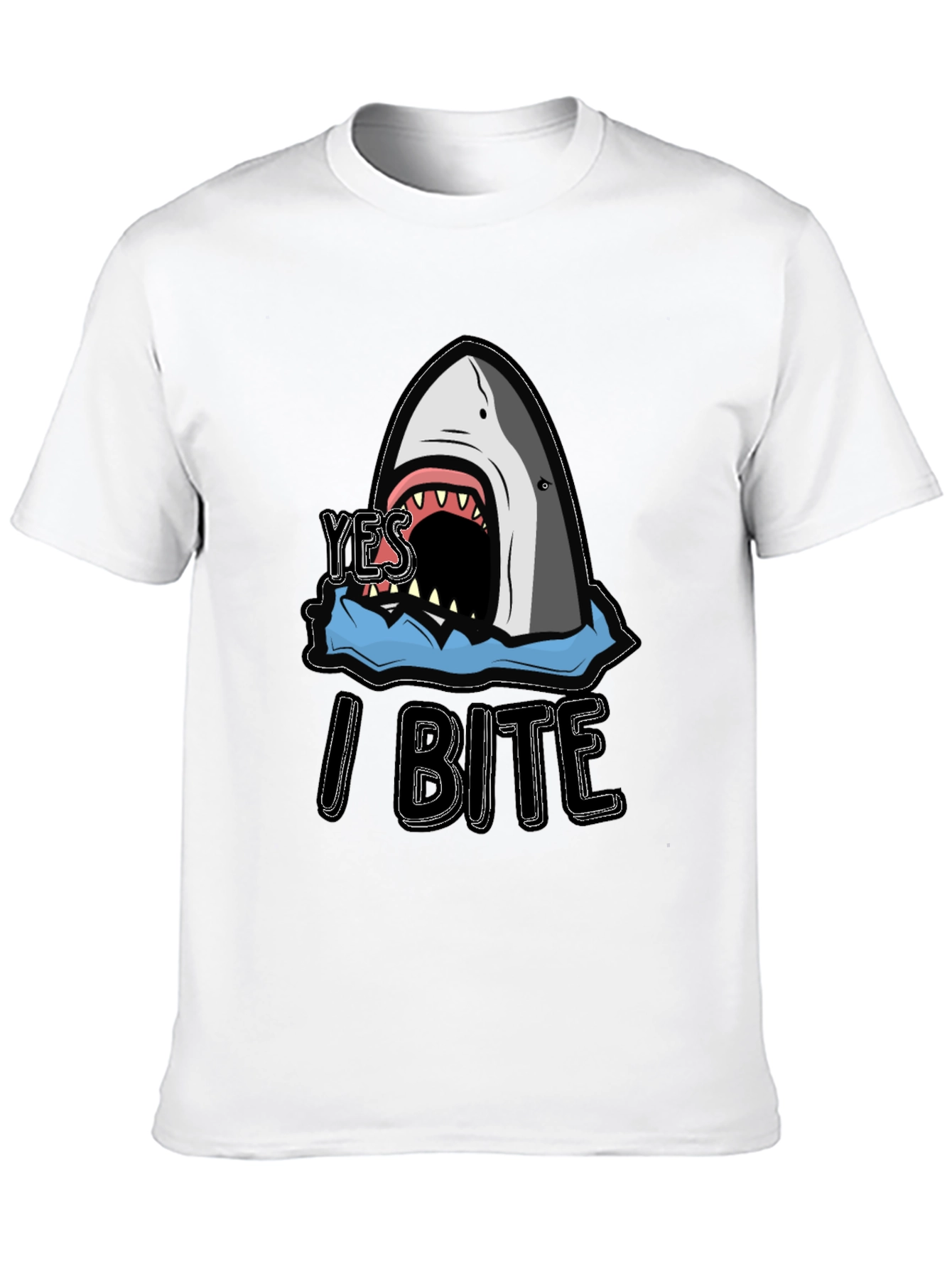 Yes I Bite Shark Graphic Black T-Shirt