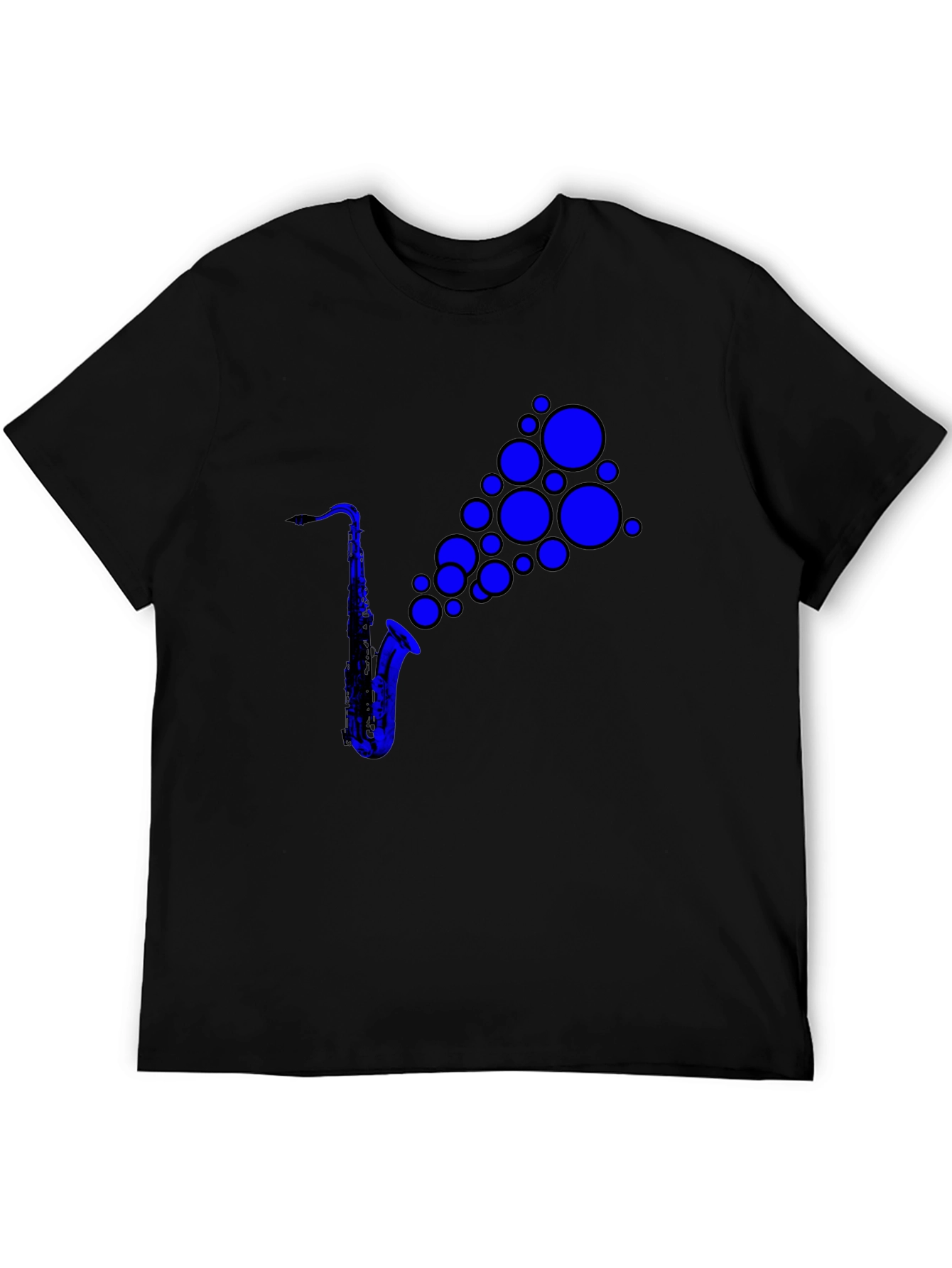 Saxophone Music T-Shirt - Cool Blue Bubbles Design
