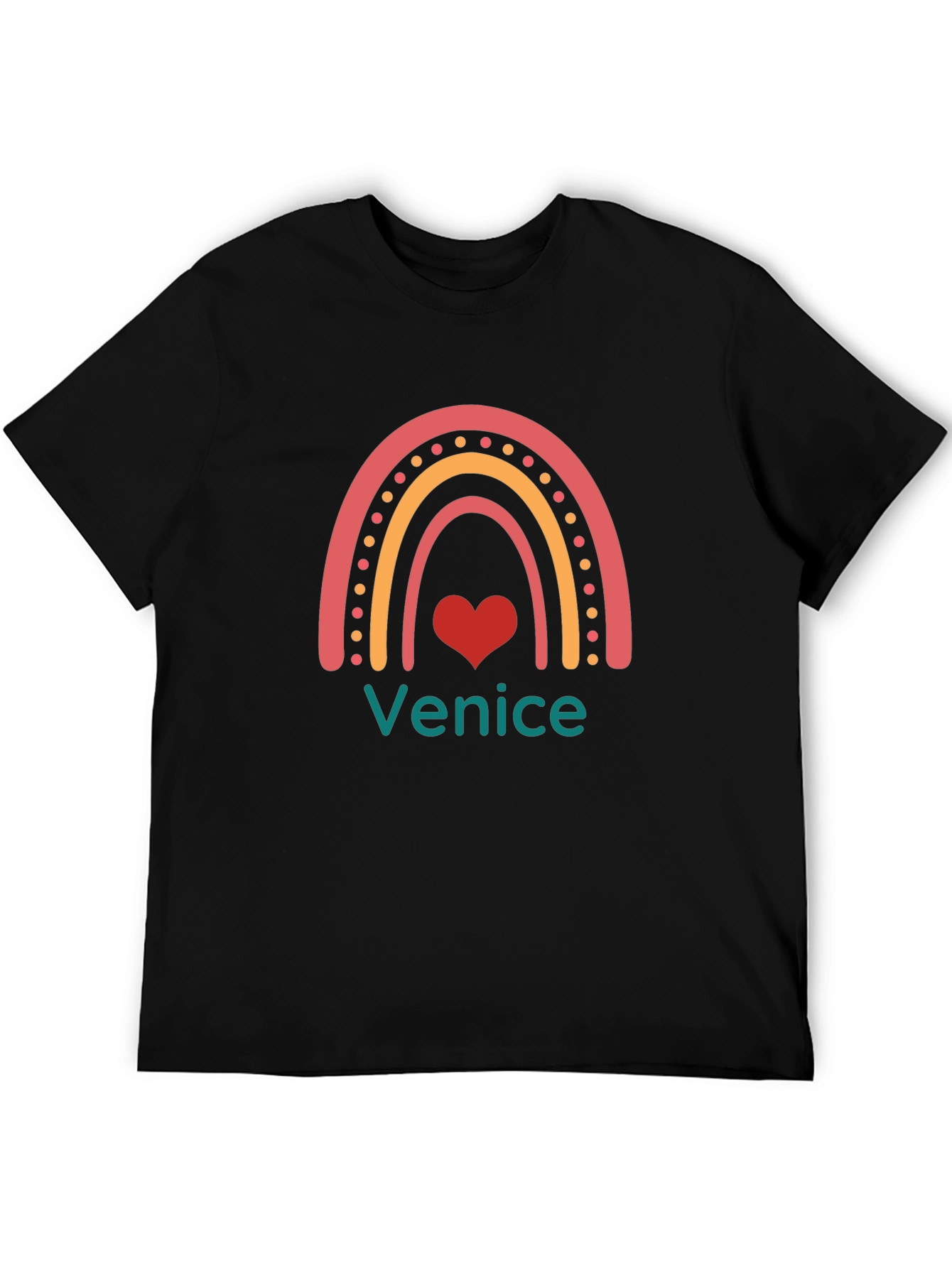 Venice Rainbow Heart Graphic T-Shirt - Soft Cotton Tee