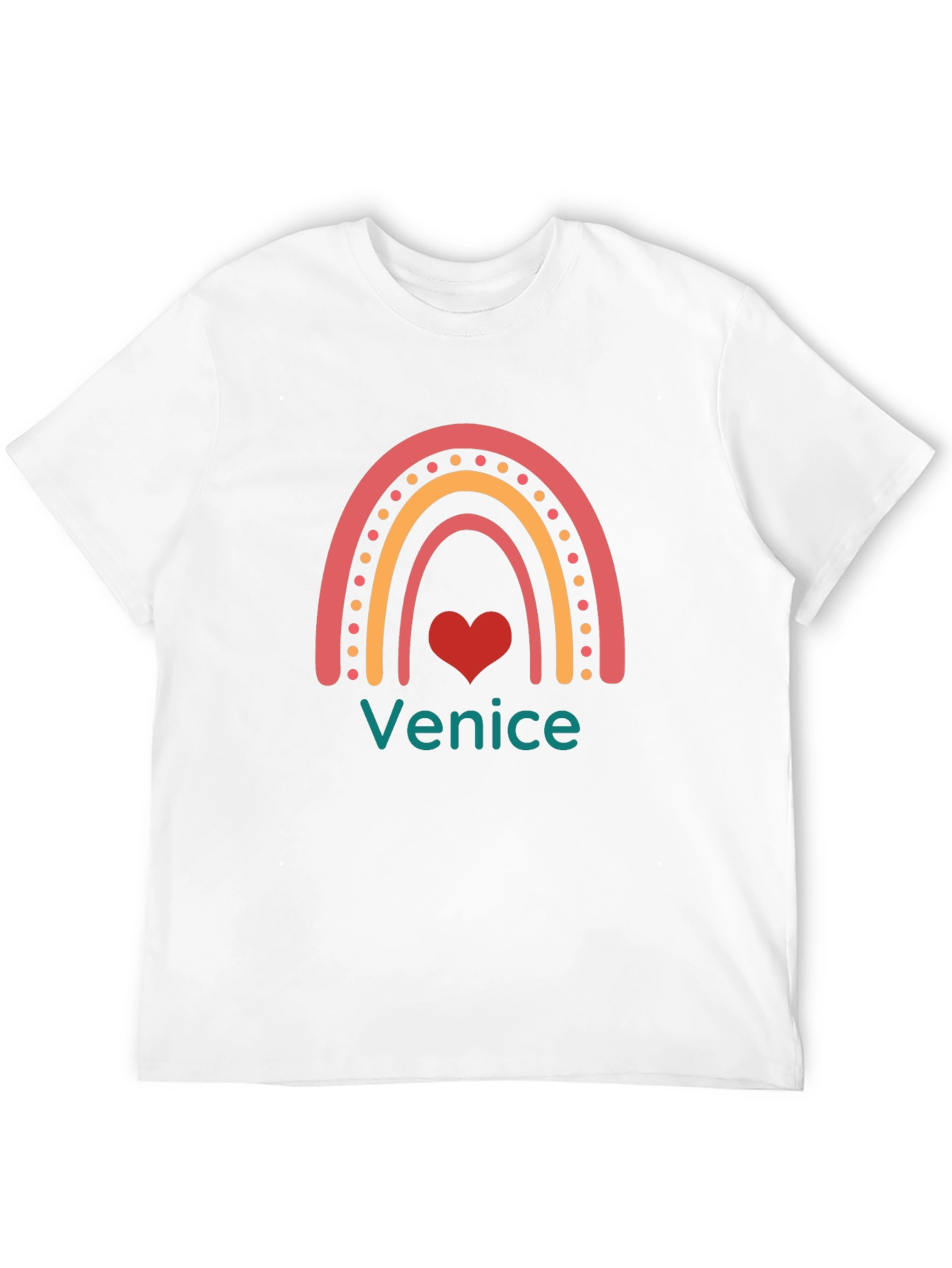 Venice Rainbow Heart Graphic T-Shirt - Soft Cotton Tee