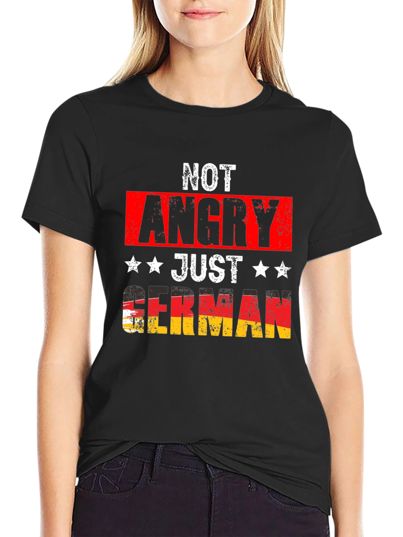 Funny German Pride T-Shirt - Not Angry Just German