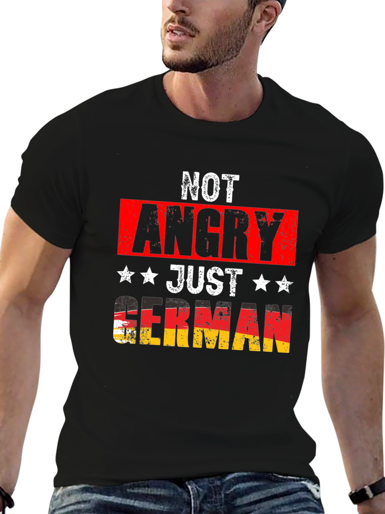 Funny German Pride T-Shirt - Not Angry Just German