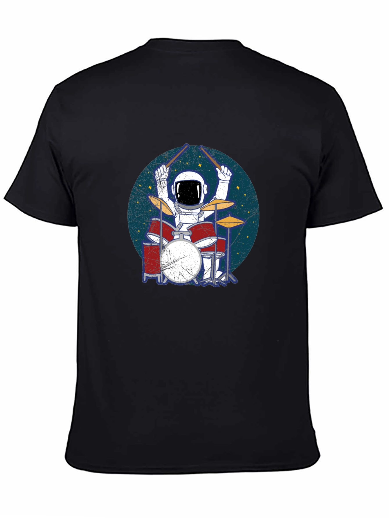 Astronaut Drummer Black T-Shirt