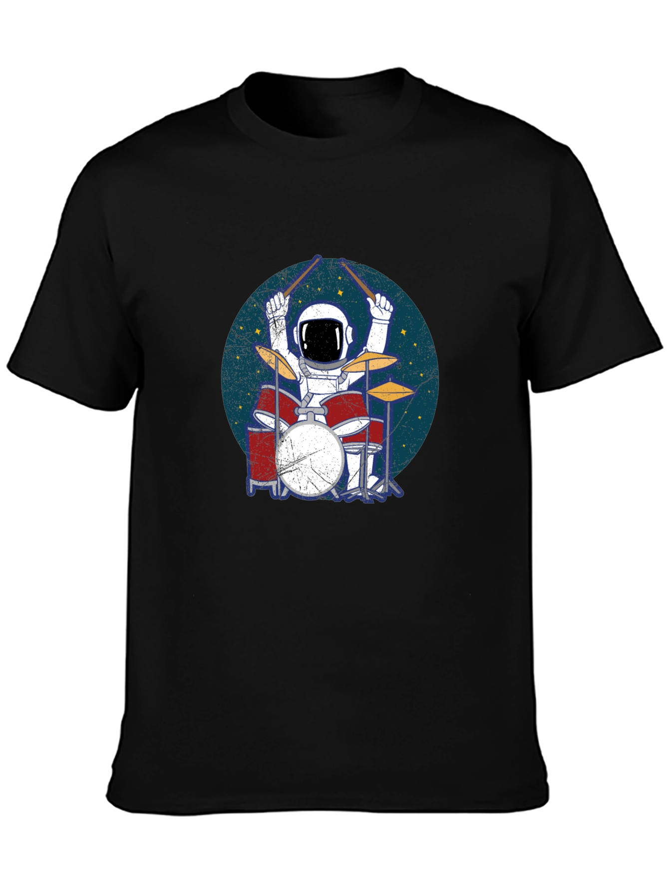 Astronaut Drummer Black T-Shirt