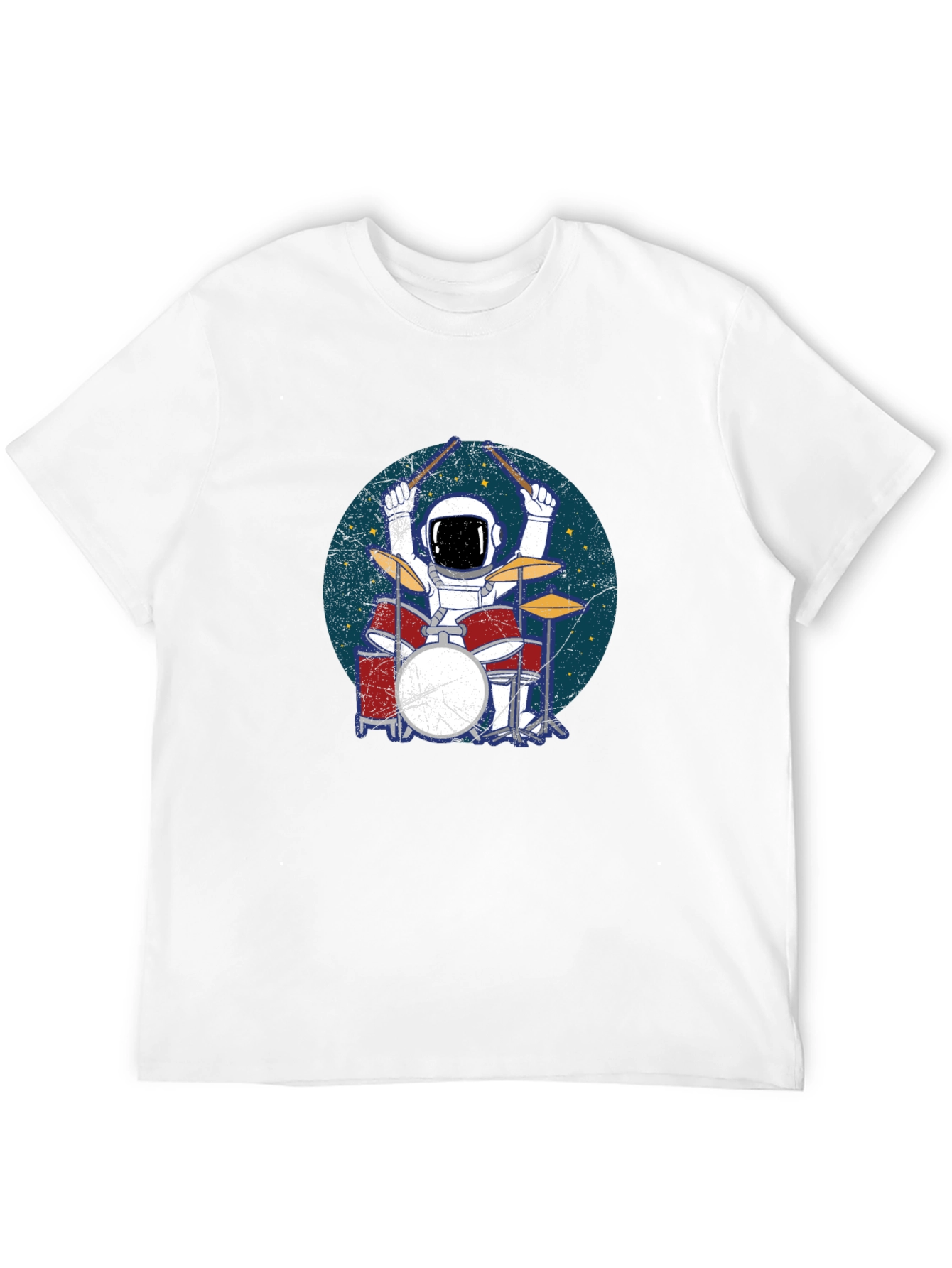 Astronaut Drummer Black T-Shirt