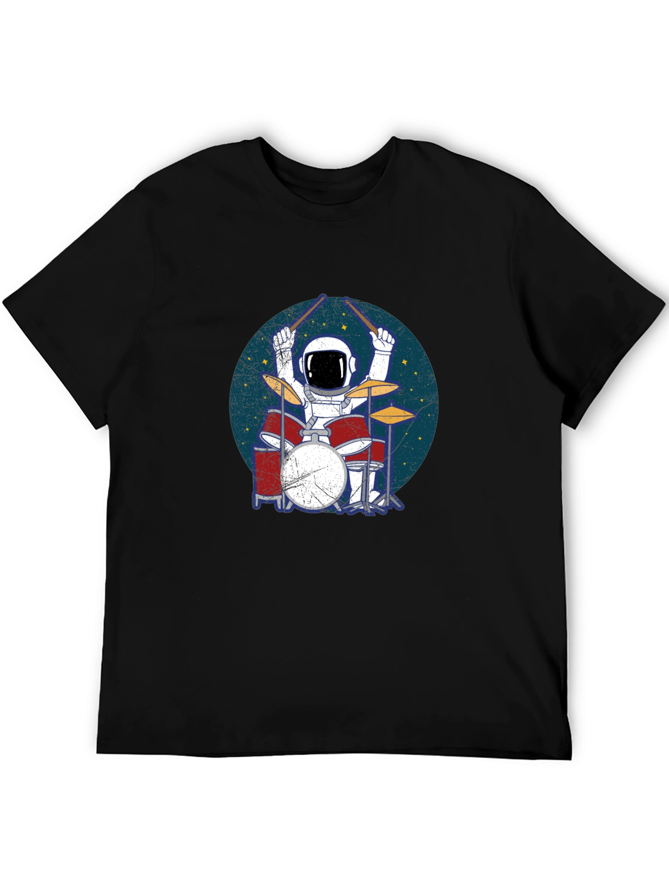 Astronaut Drummer Black T-Shirt