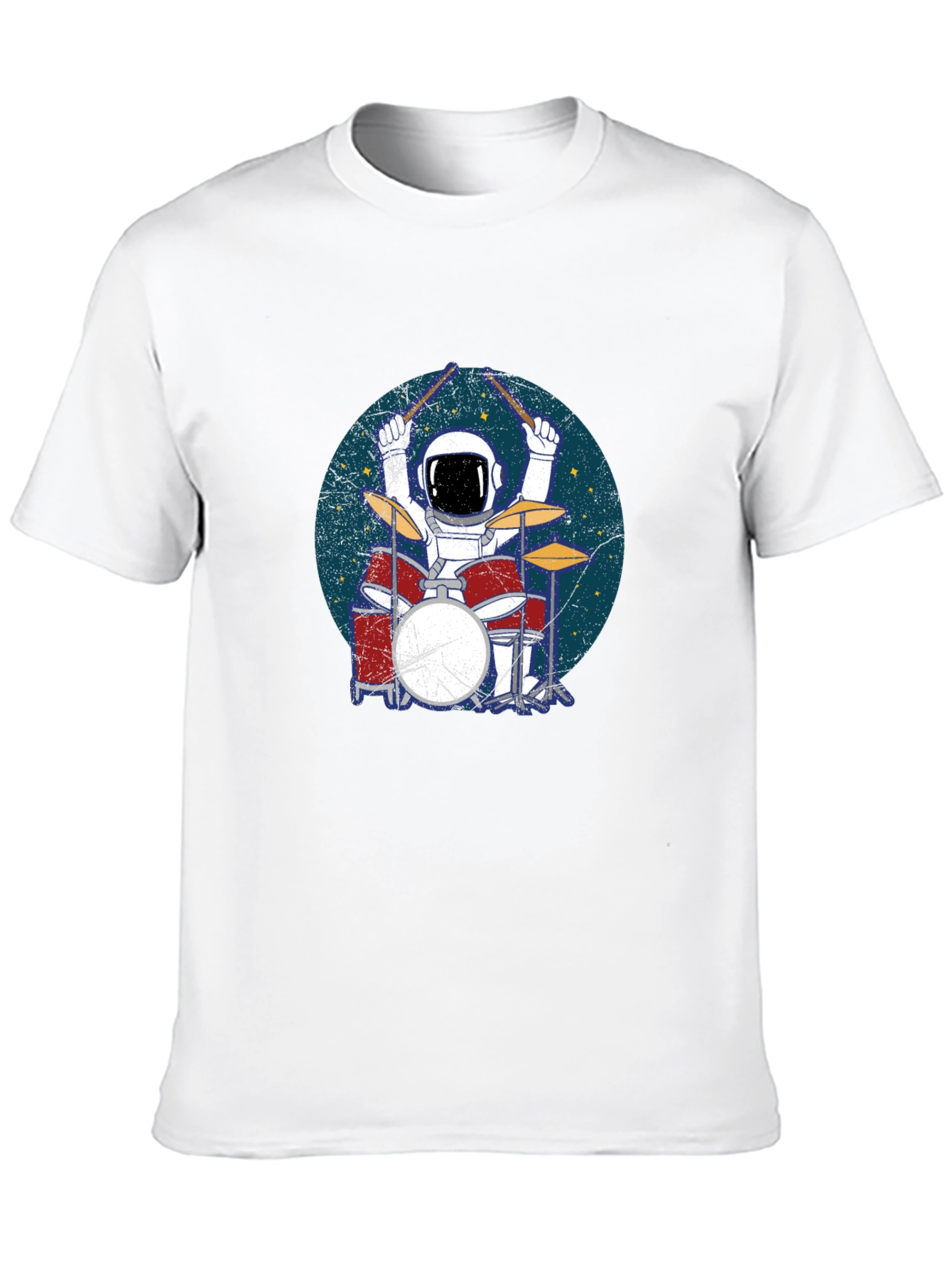 Astronaut Drummer Black T-Shirt