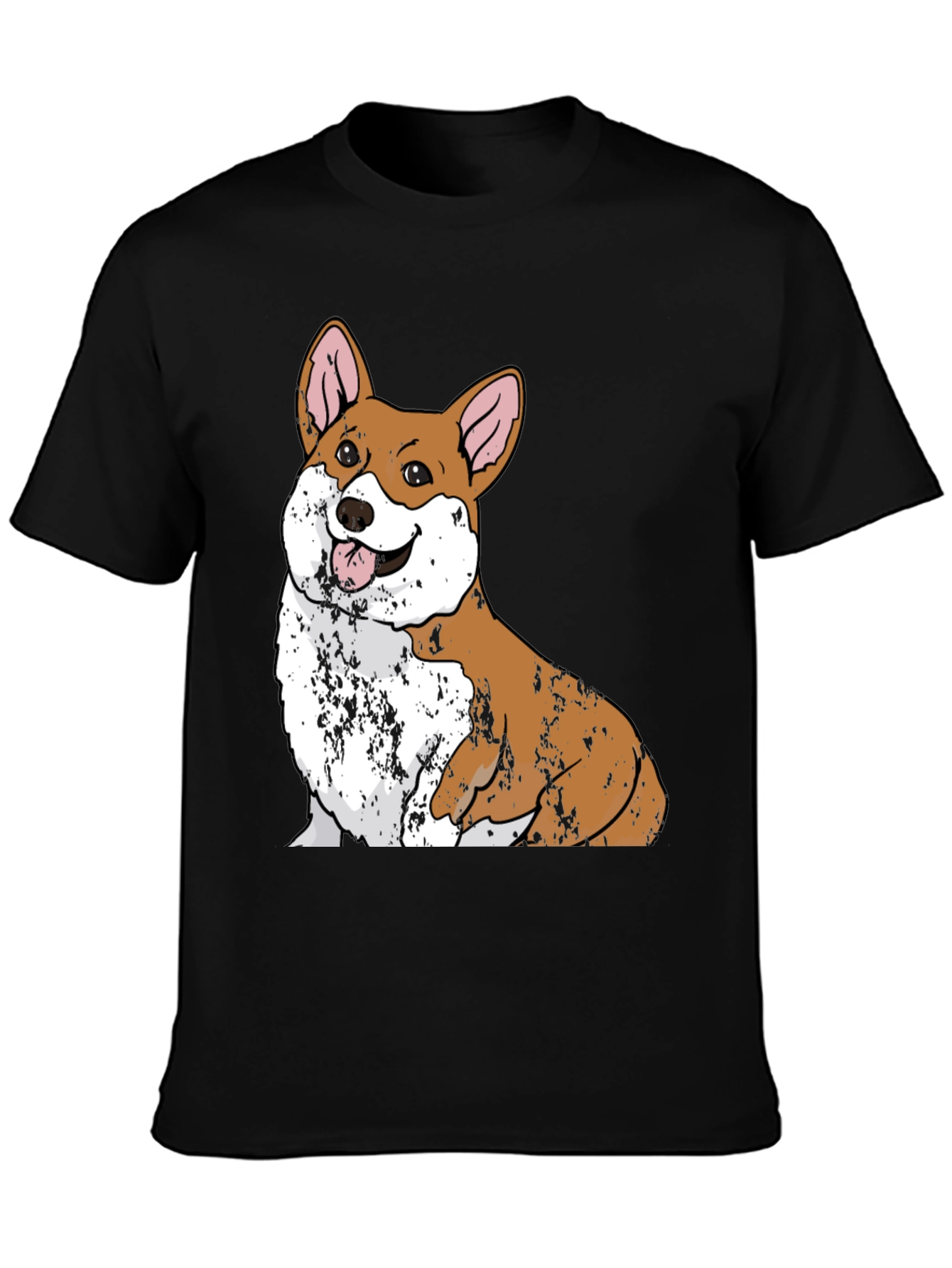 Corgi Dog Graphic Black T-Shirt