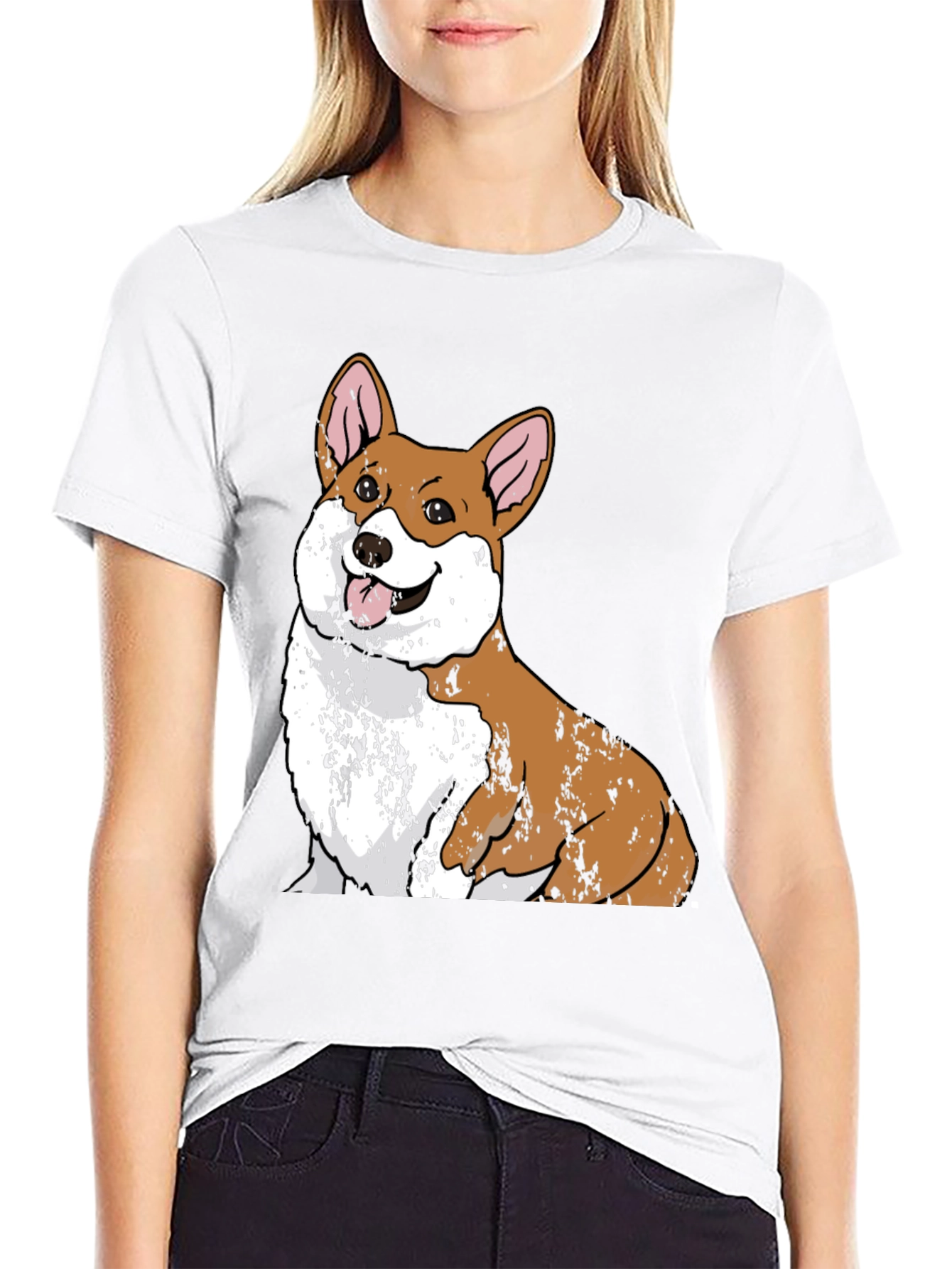 Corgi Dog Graphic Black T-Shirt
