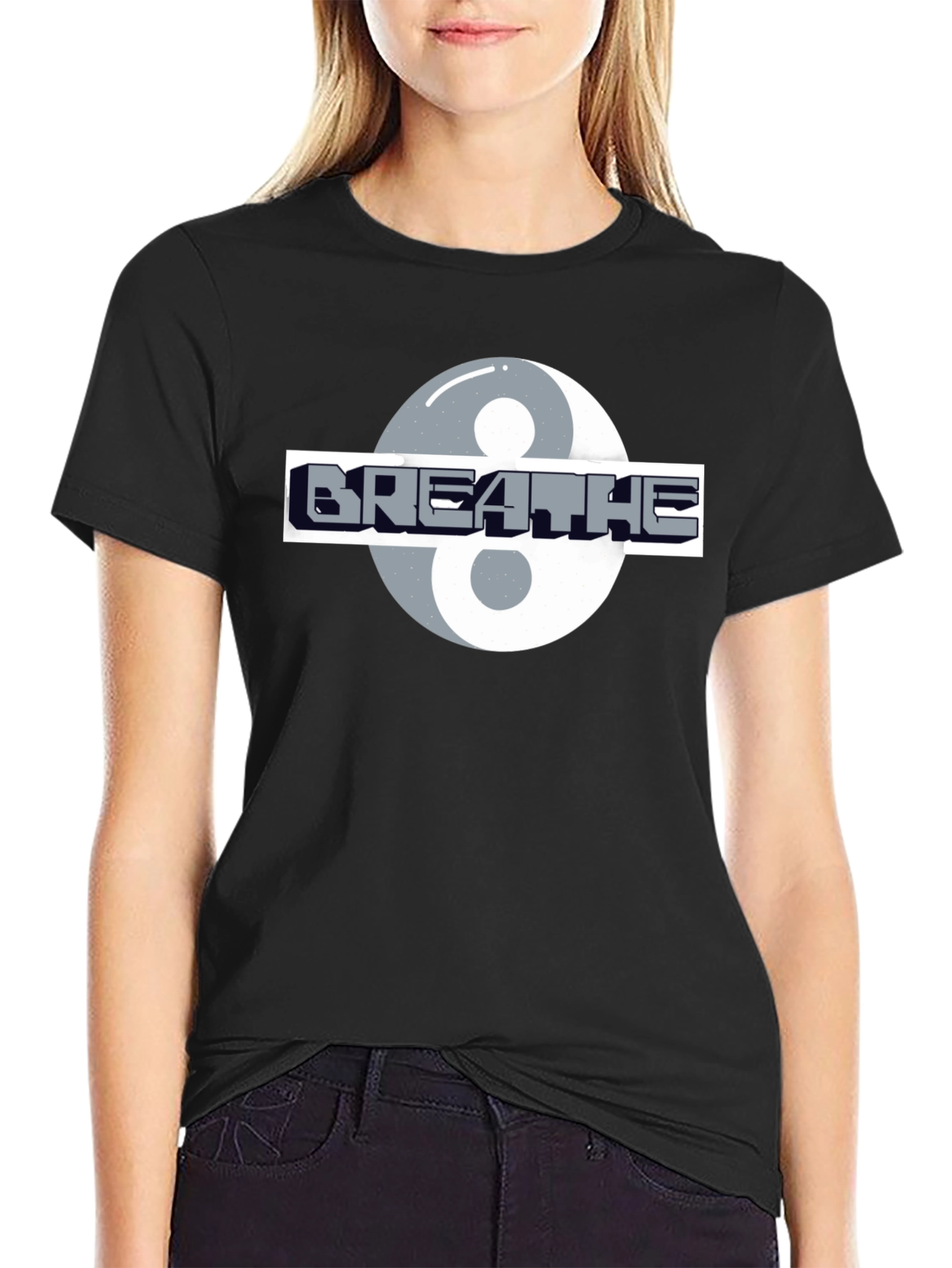 Breathe Yin Yang Graphic Tee - Stylish Comfort
