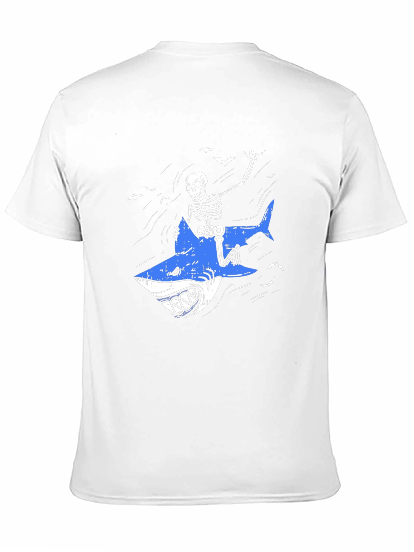 Skeleton Shark Rider Graphic Tee - Black