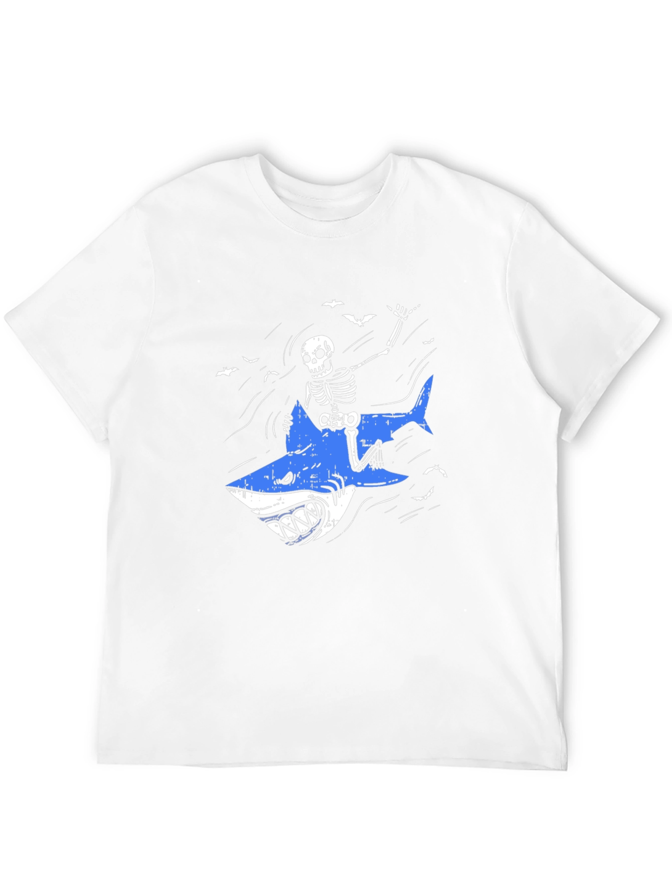 Skeleton Shark Rider Graphic Tee - Black