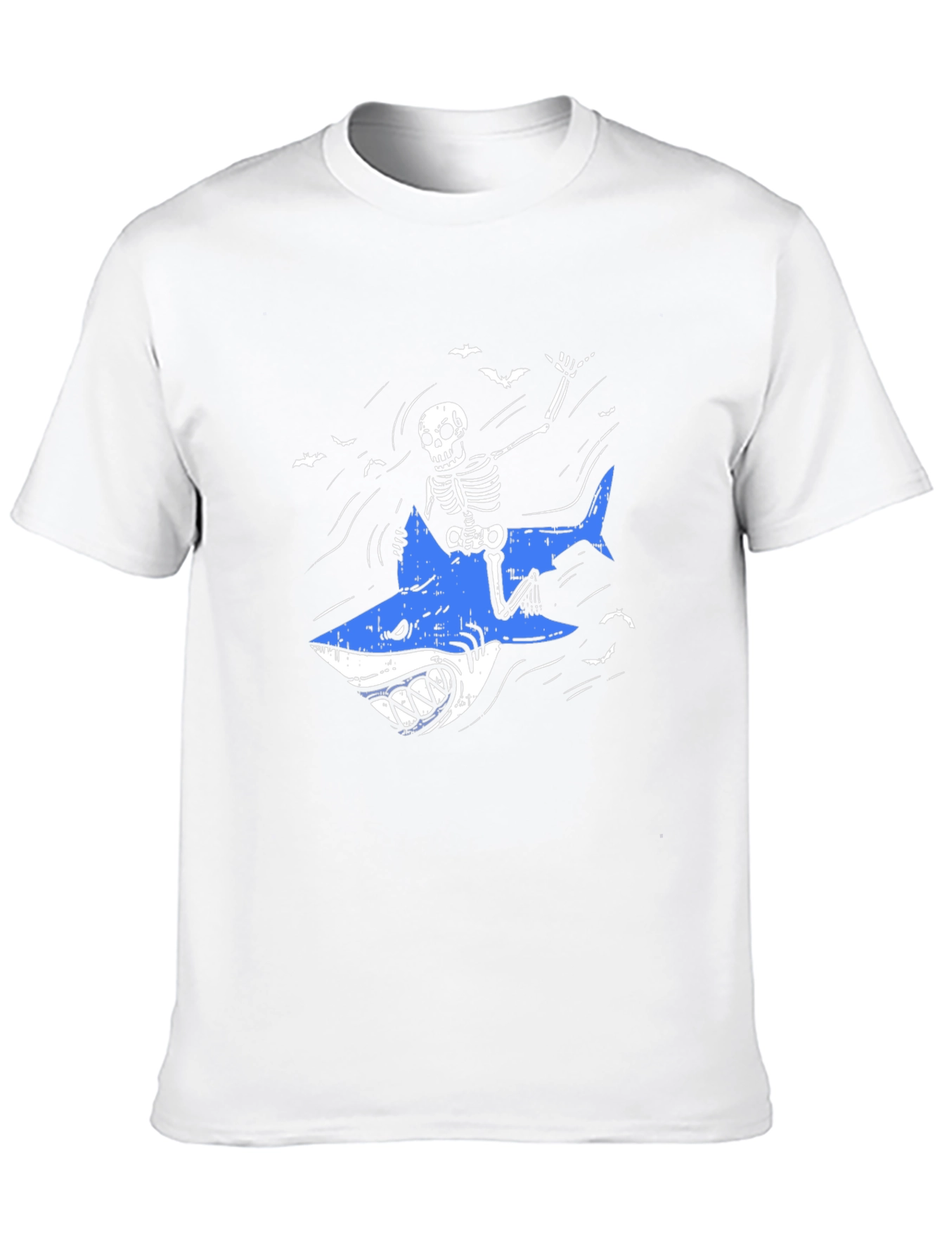 Skeleton Shark Rider Graphic Tee - Black