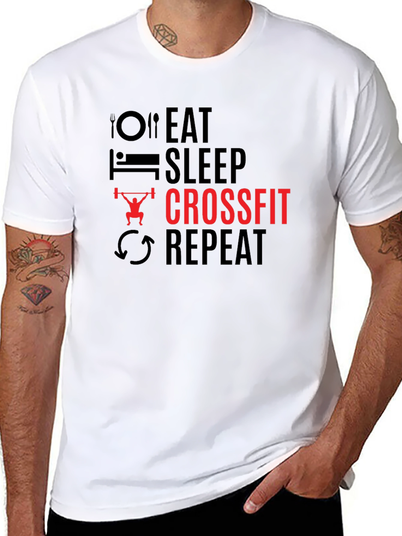 Eat Sleep Crossfit Repeat Black T-Shirt