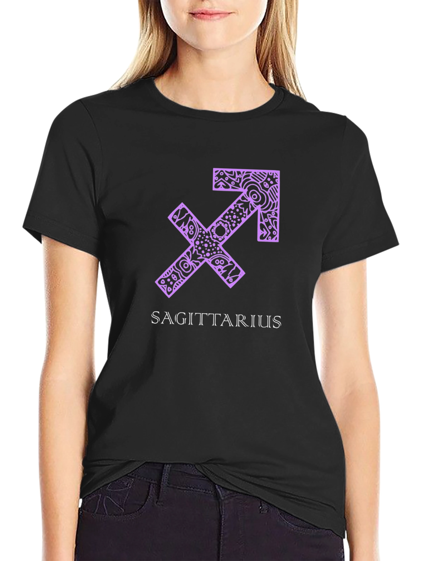 Sagittarius Zodiac Graphic Tee - Black
