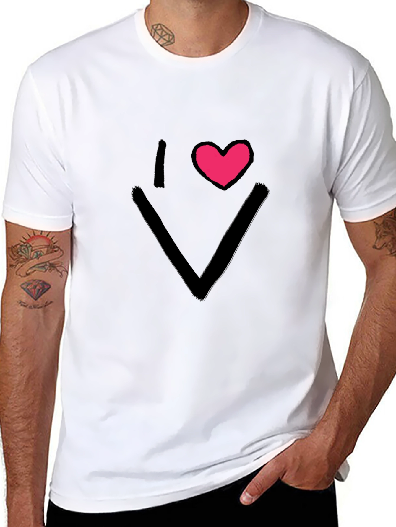 I Love V-Neck Black T-Shirt