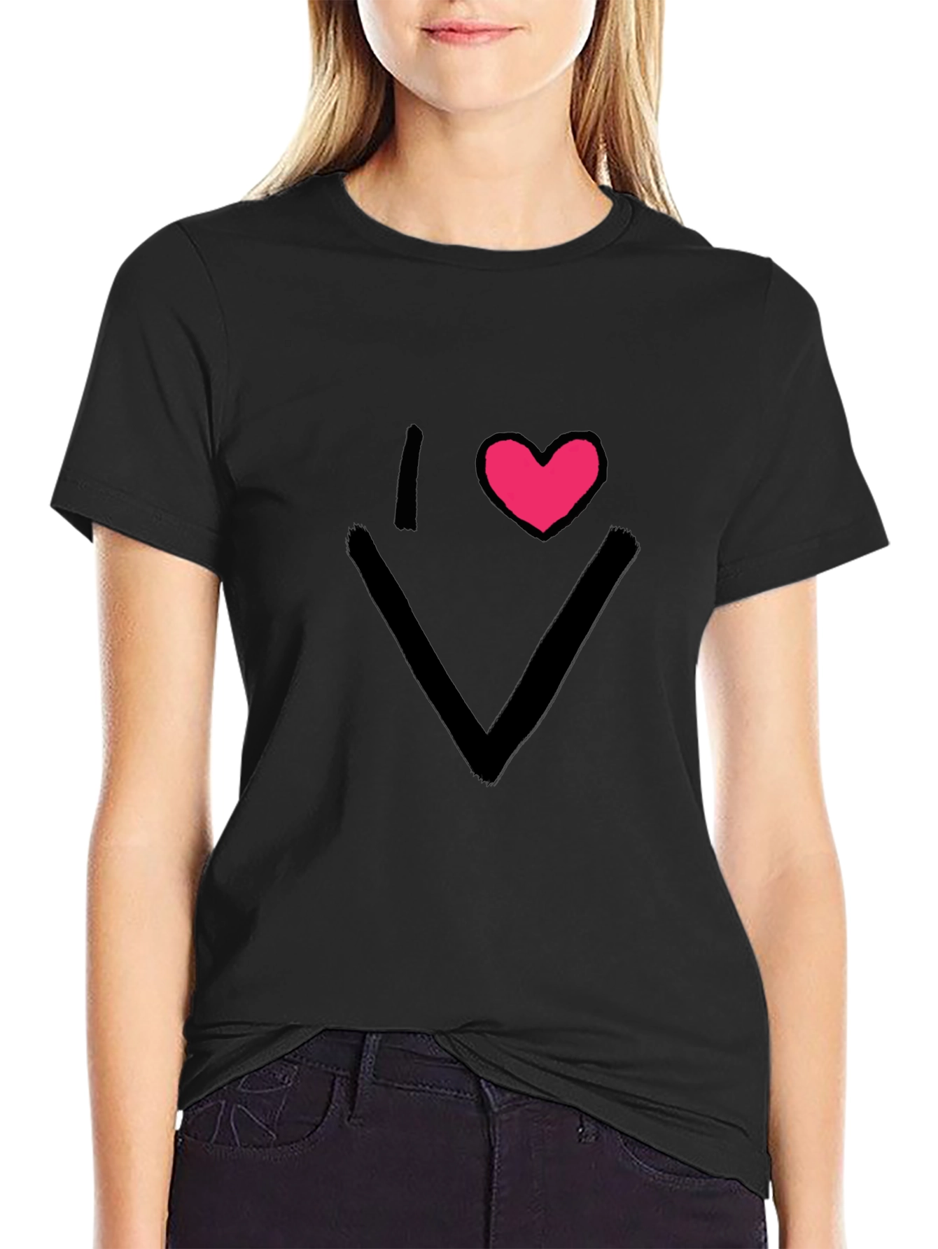 I Love V-Neck Black T-Shirt