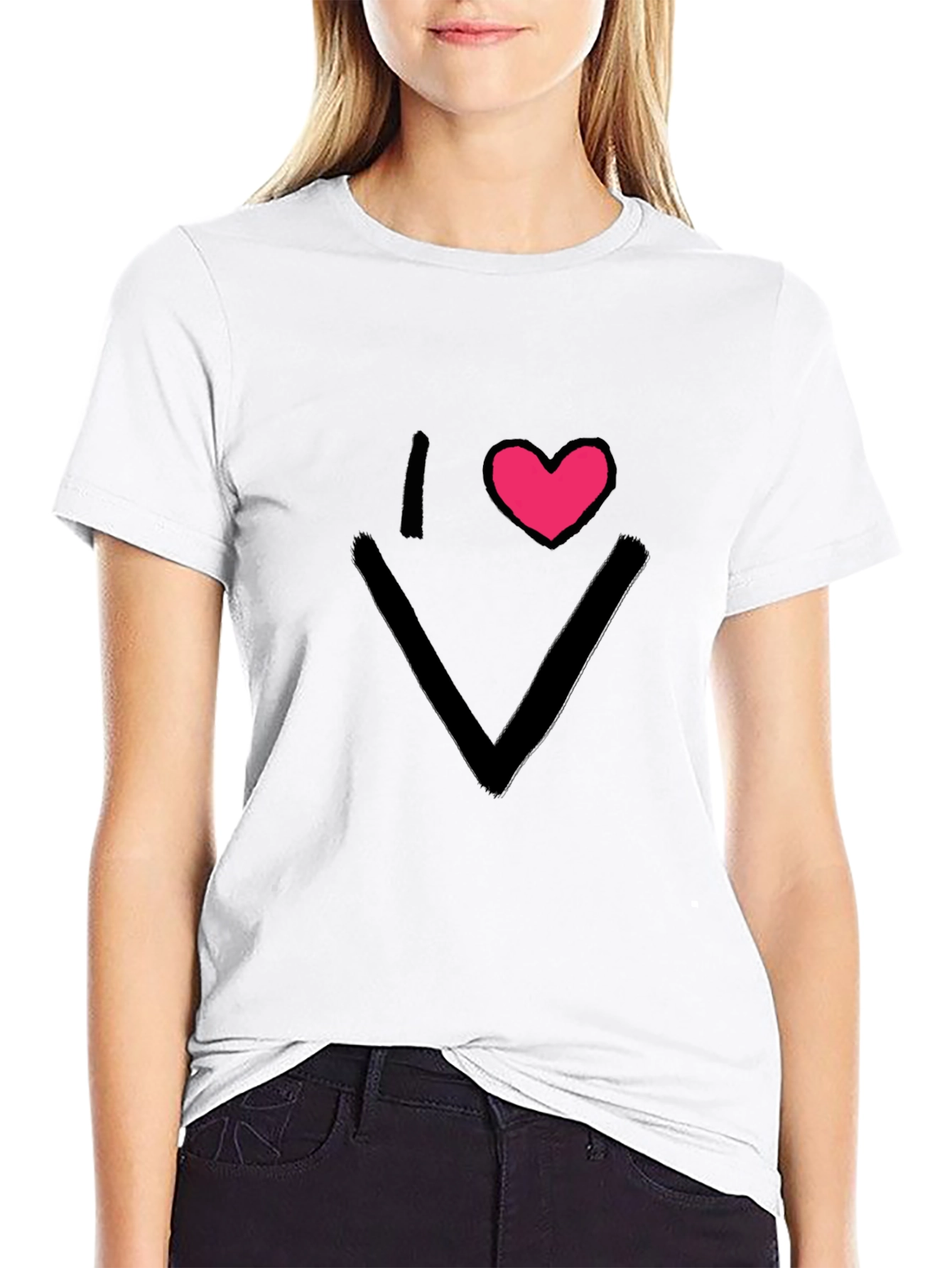 I Love V-Neck Black T-Shirt