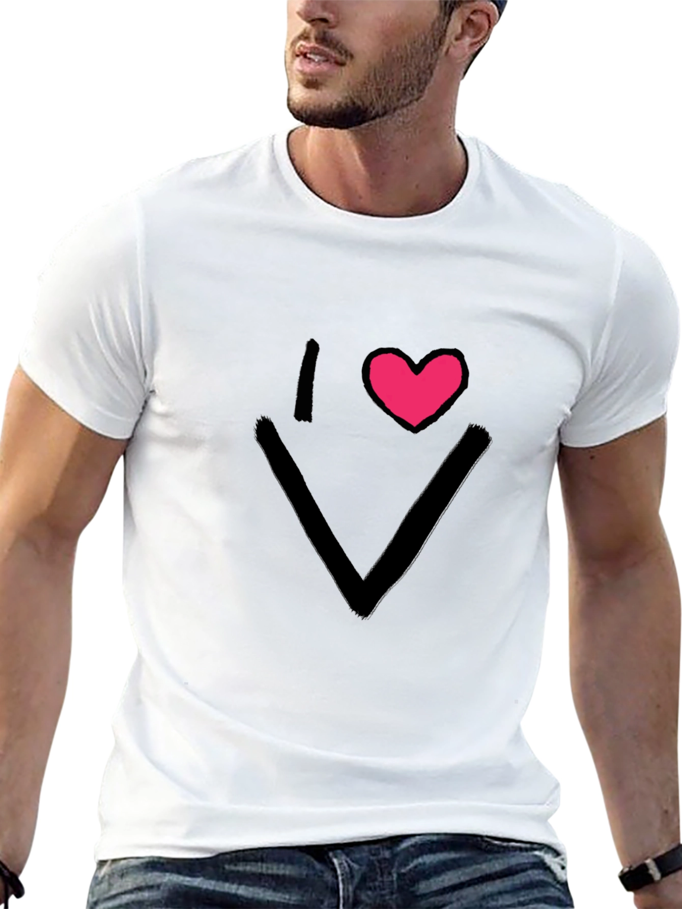 I Love V-Neck Black T-Shirt
