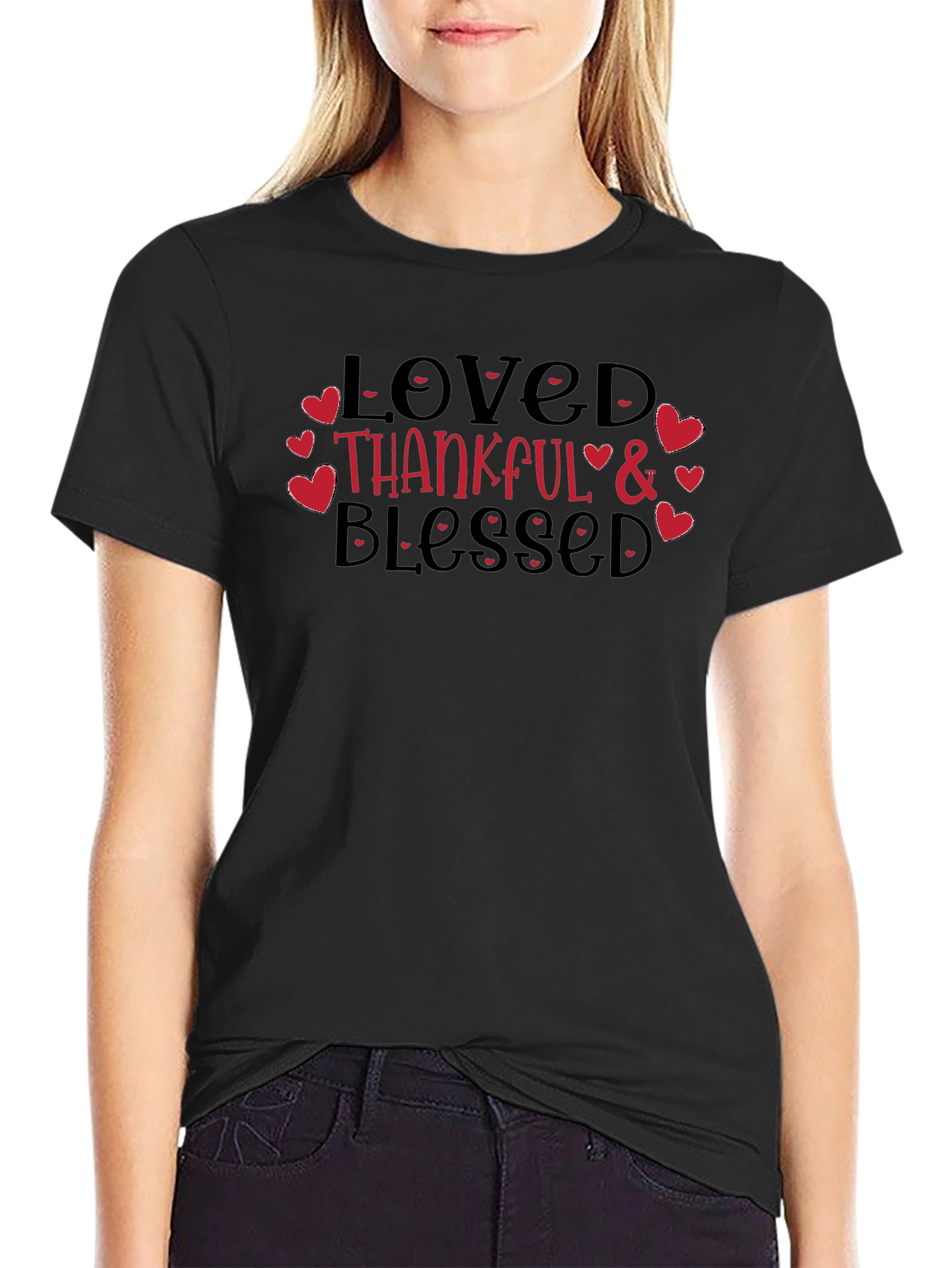 Loved Thankful & Blessed Graphic T-Shirt