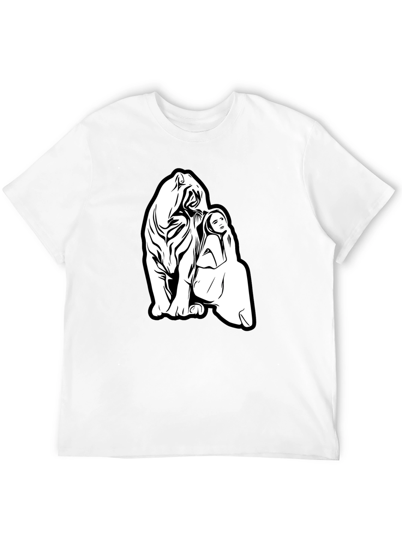Tiger and Woman Graphic Black T-Shirt
