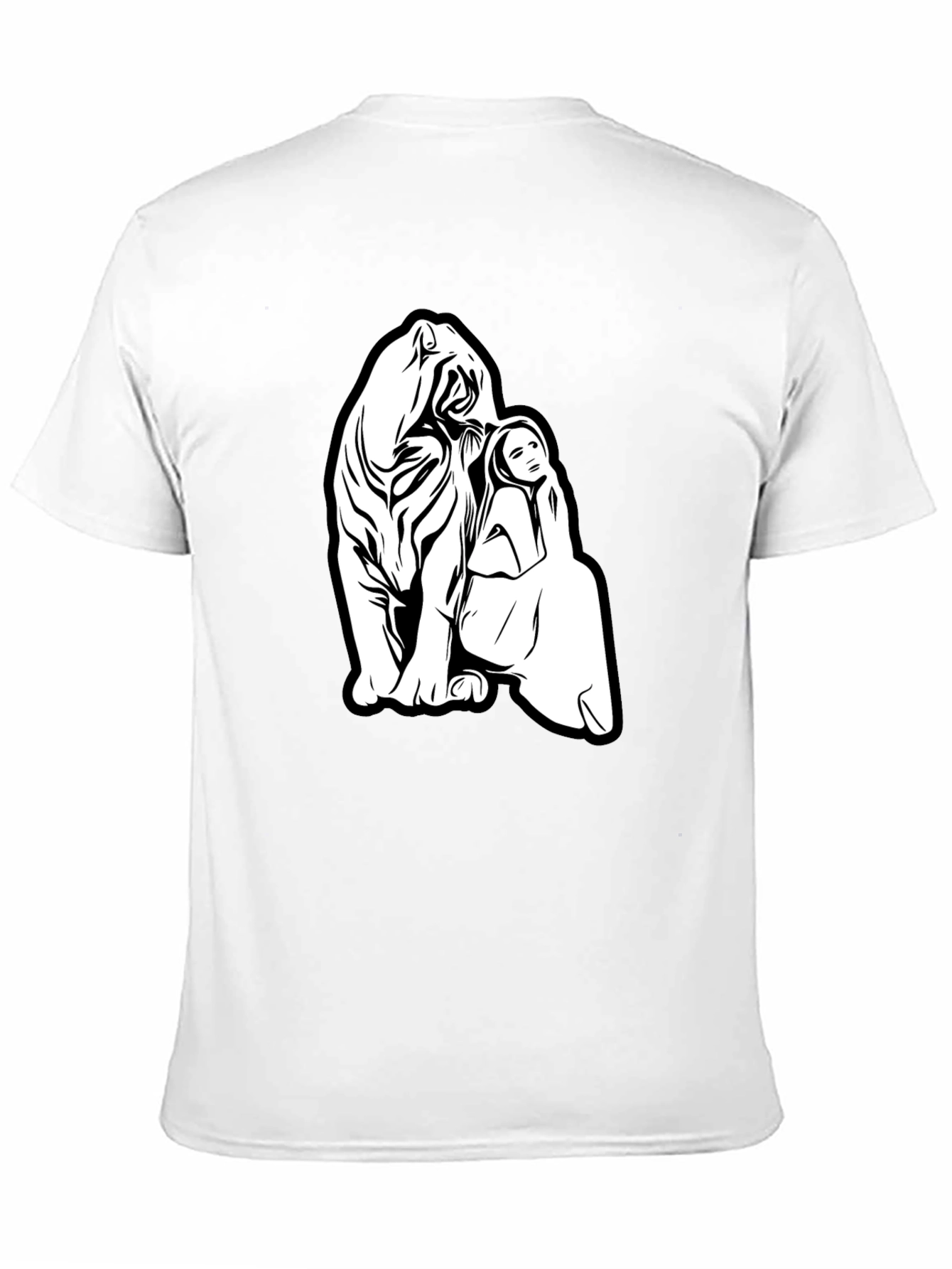 Tiger and Woman Graphic Black T-Shirt