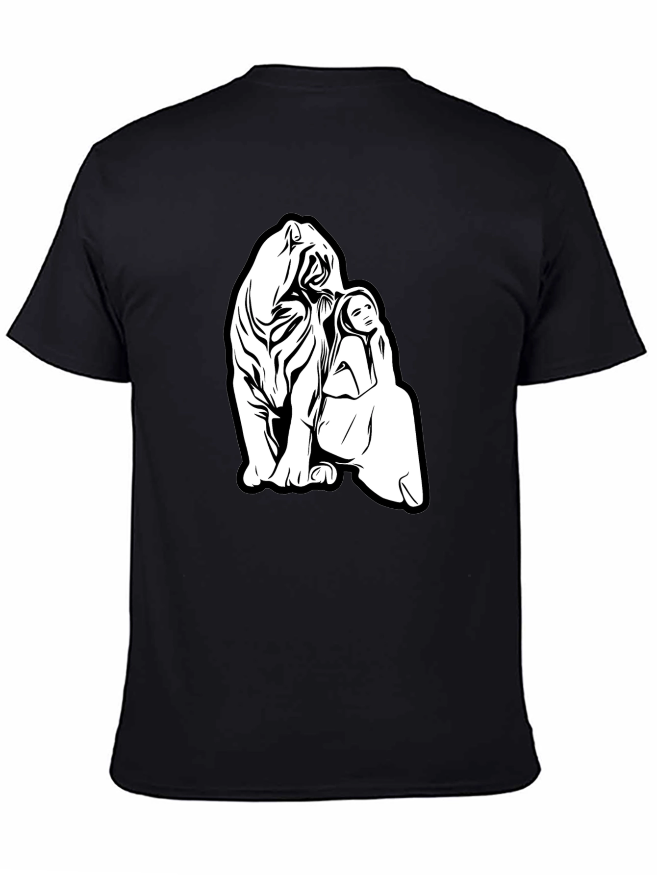 Tiger and Woman Graphic Black T-Shirt