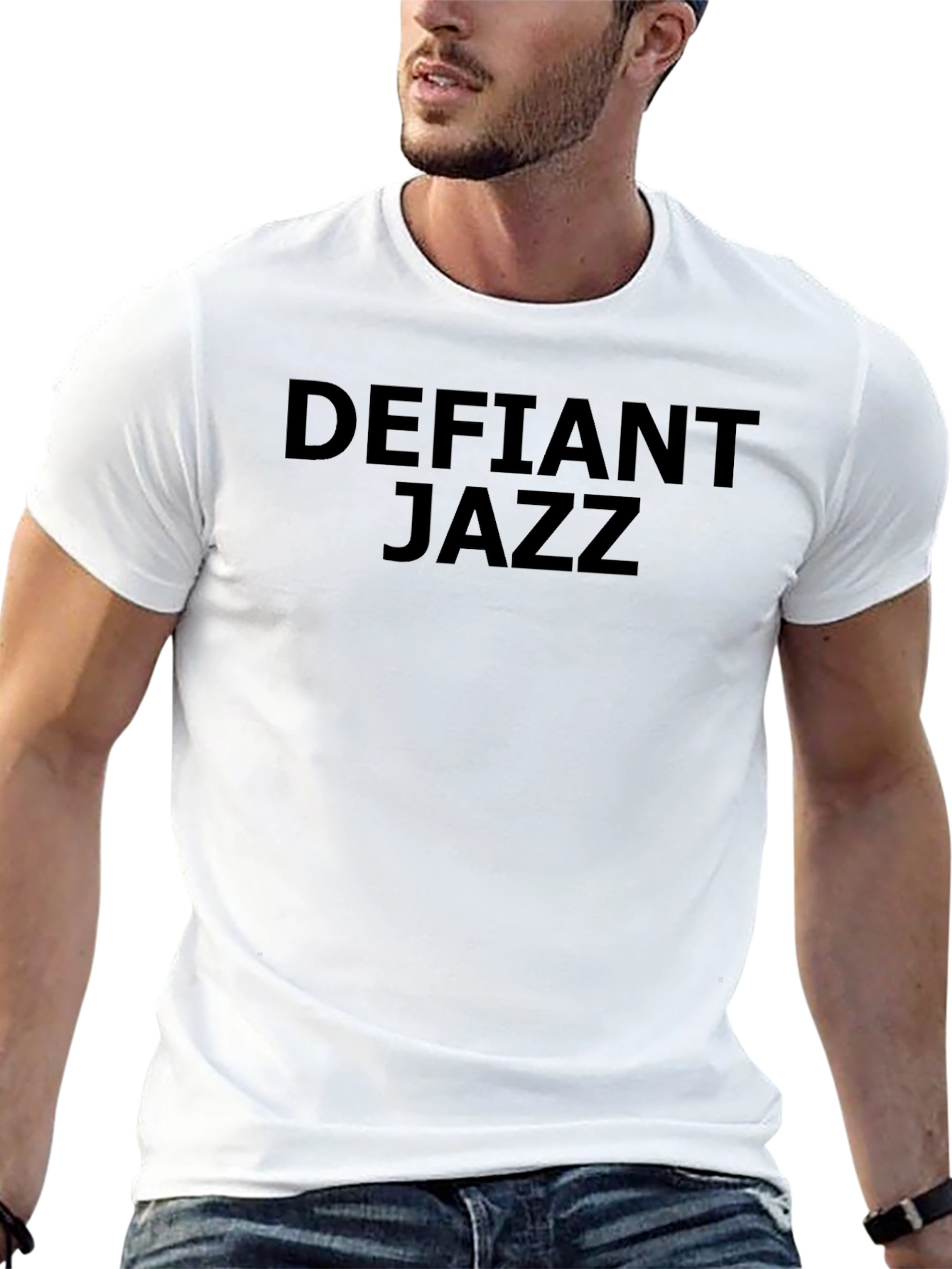 Defiant Jazz Graphic Tee - Classic Black Cotton T-Shirt