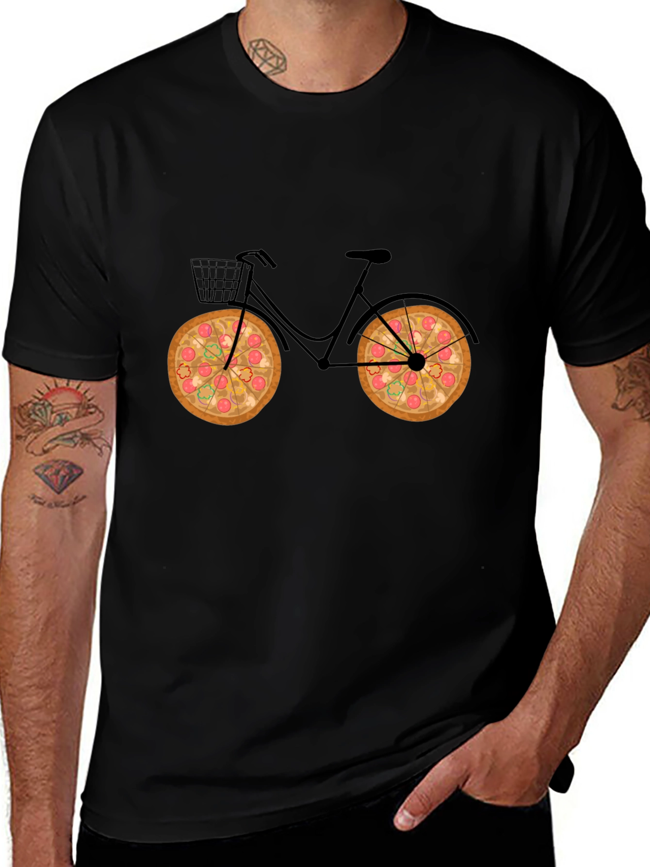 Pizza Bike Black T-Shirt