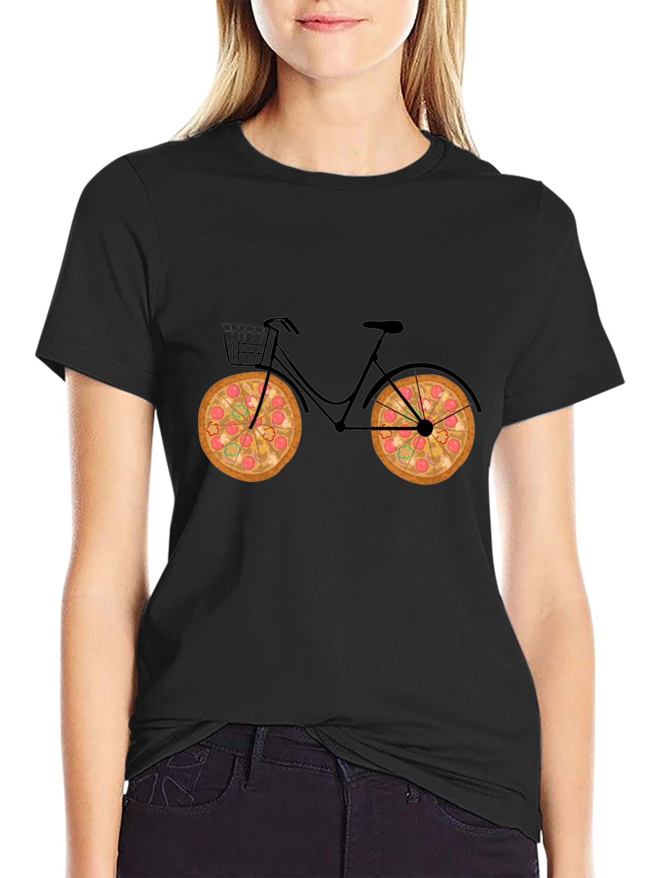 Pizza Bike Black T-Shirt