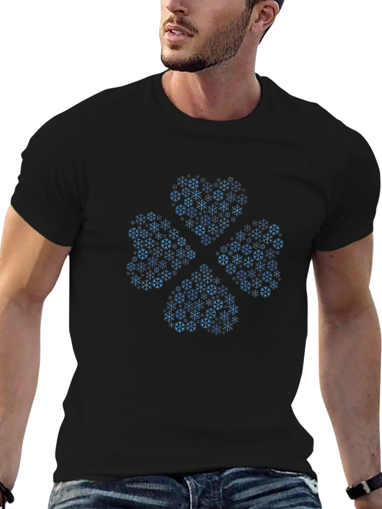Snowflake Clover Graphic Tee - Black