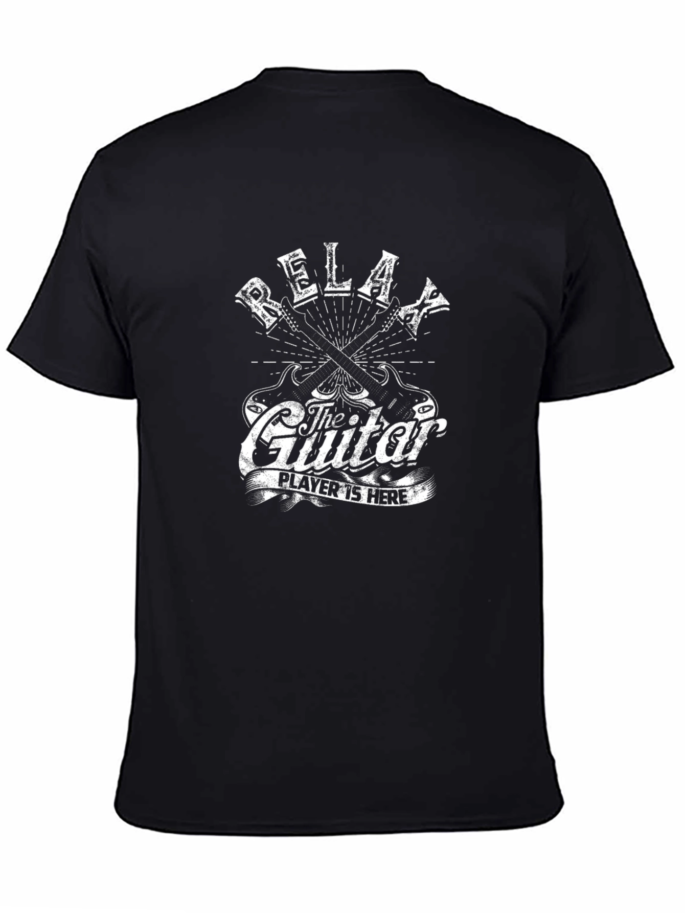 Relax Guitar Player Graphic Tee - Black Cotton T-Shirt