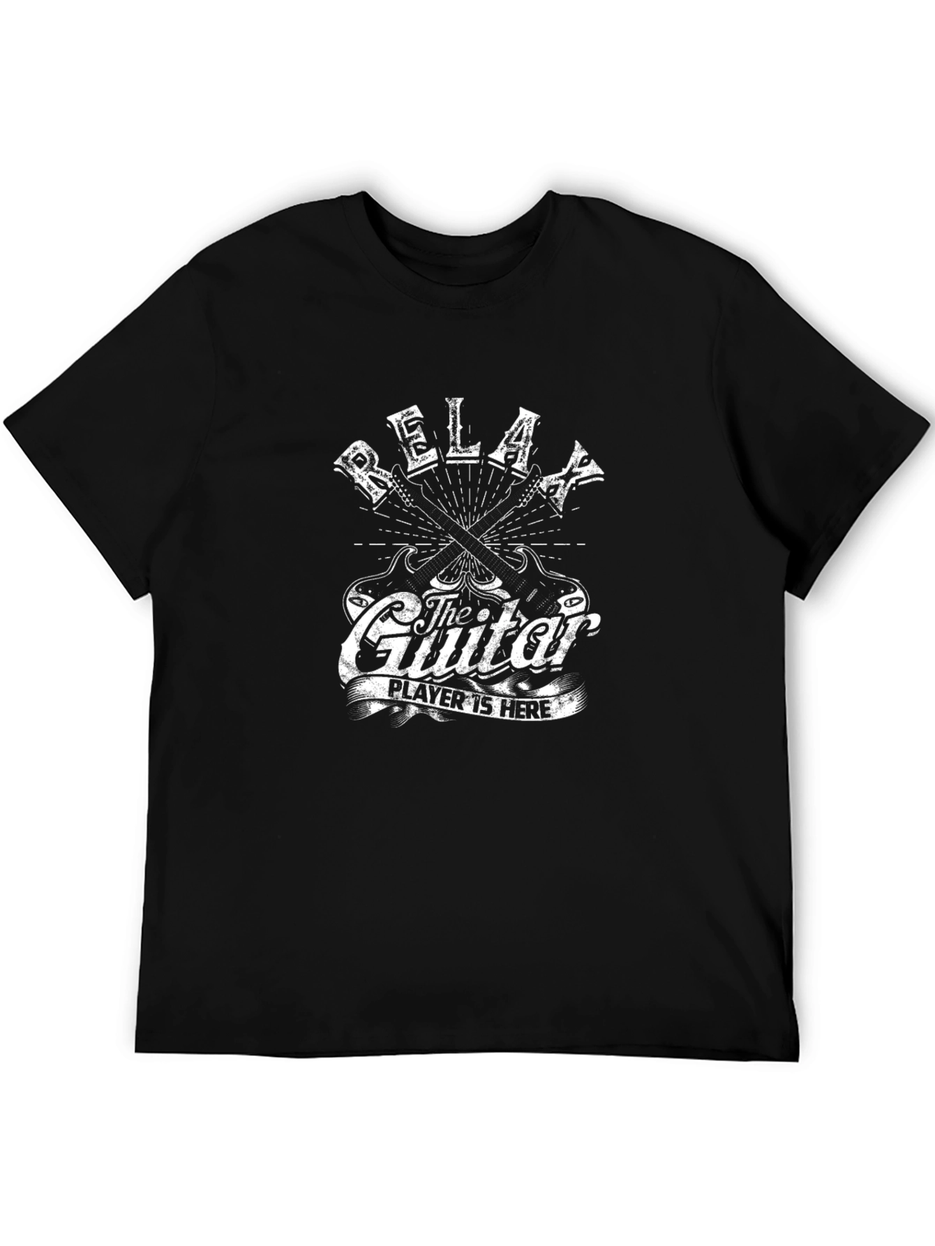 Relax Guitar Player Graphic Tee - Black Cotton T-Shirt