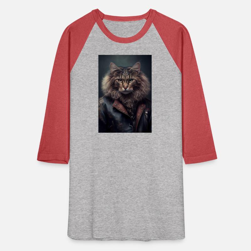 LaPerm Cat Breed Portrait wears a leather jacket