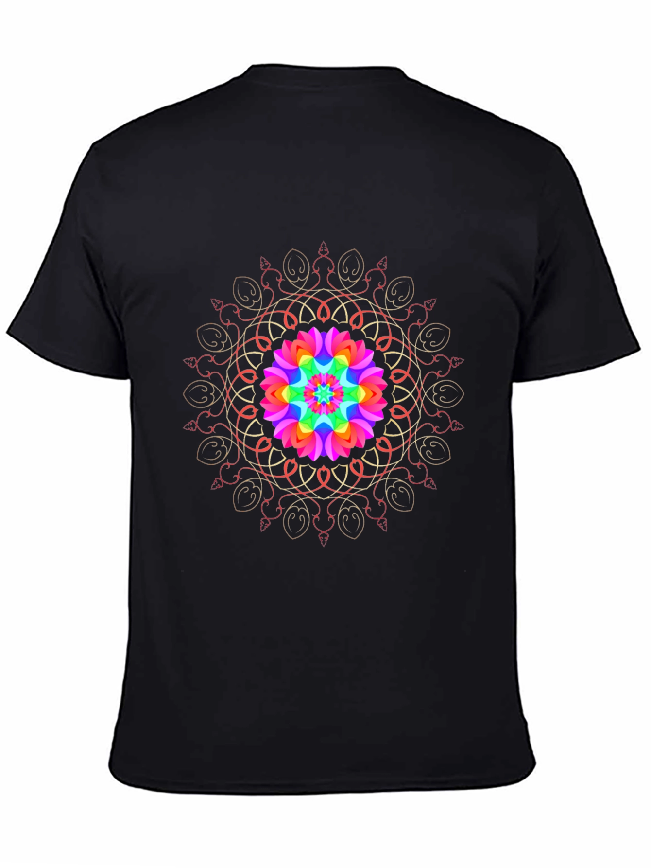 Rainbow Mandala Black T-Shirt