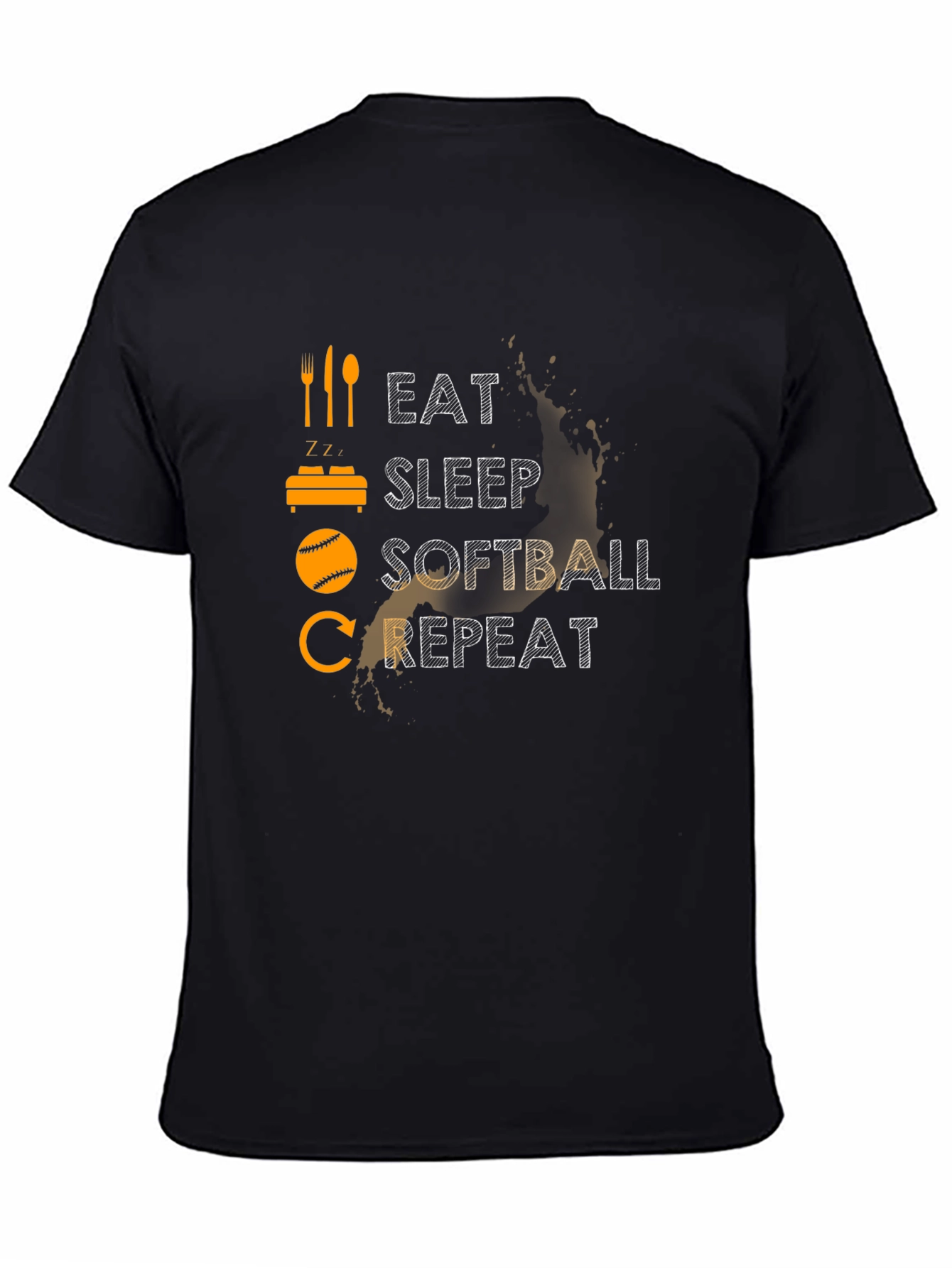 Eat Sleep Softball Repeat T-Shirt - Black Cotton Tee