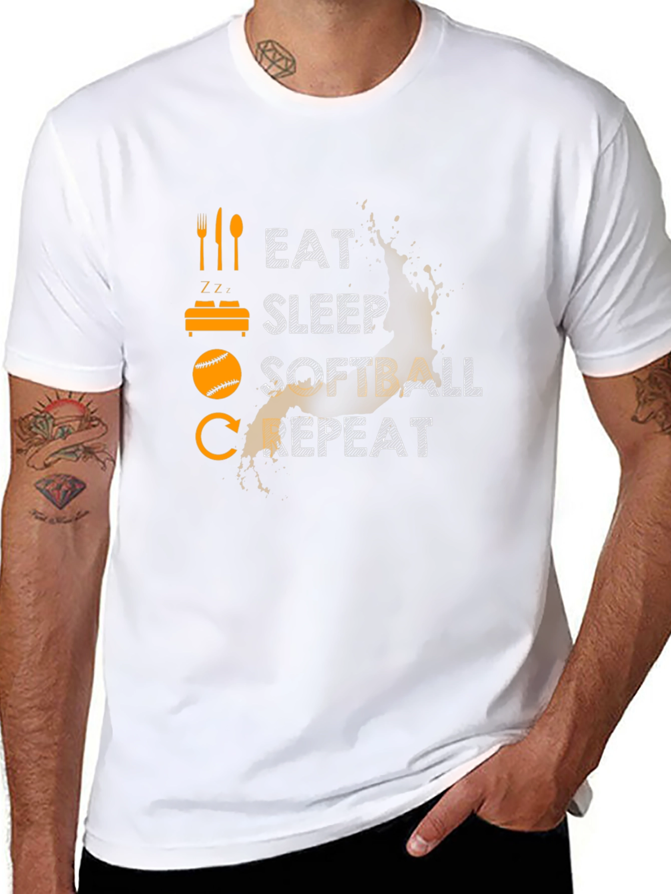Eat Sleep Softball Repeat T-Shirt - Black Cotton Tee